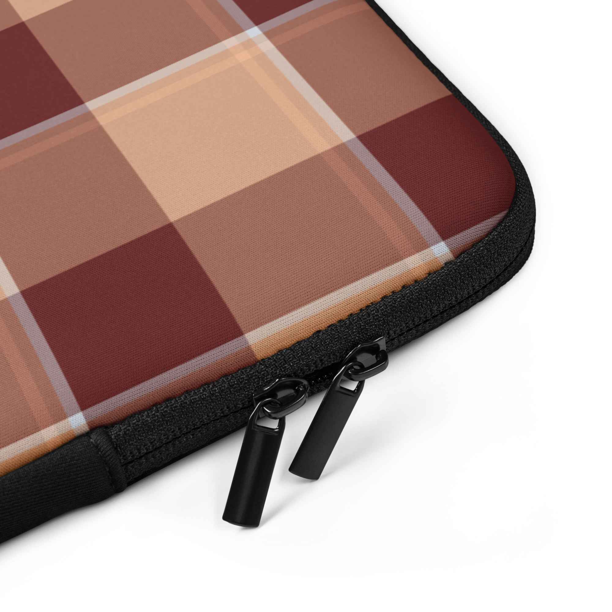 Personalized Whiskey and Livid Brown Plaid Laptop Sleeve - Scottish Squares