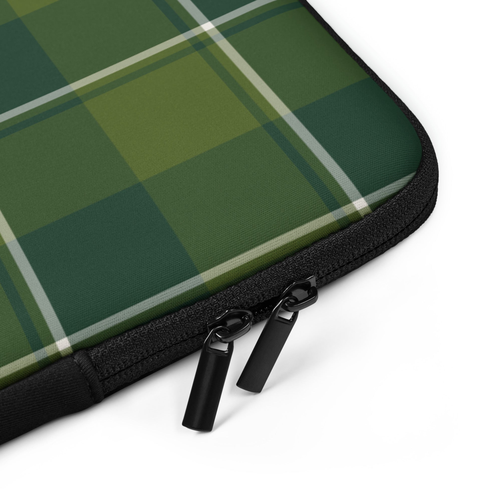 Personalized Woodland and Evergreen Plaid Laptop Sleeve - Scottish Squares
