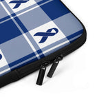 Laptop Sleeve Colorectal Cancer Awareness Plaid, Dark Blue Ribbon, Supportive Gift - Scottish Squares