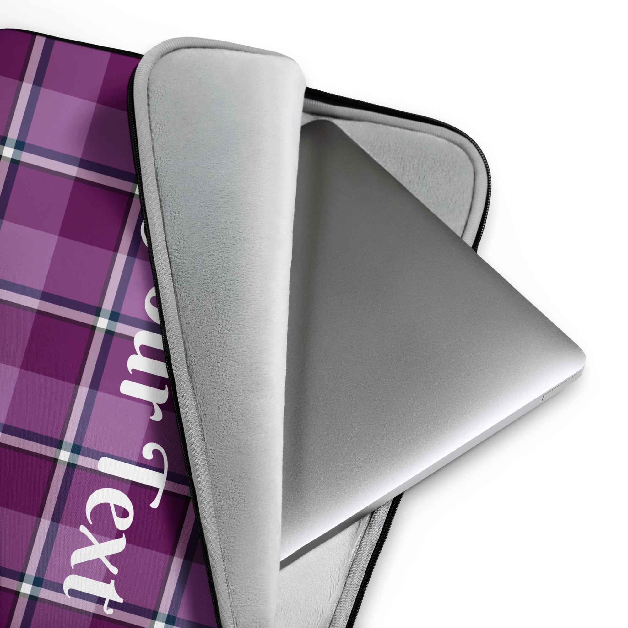 Personalized Purple and Trendy Pink Plaid Laptop Sleeve - Scottish Squares