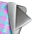 Personalized Mauve and Coastal Mist Plaid Laptop Sleeve - Scottish Squares