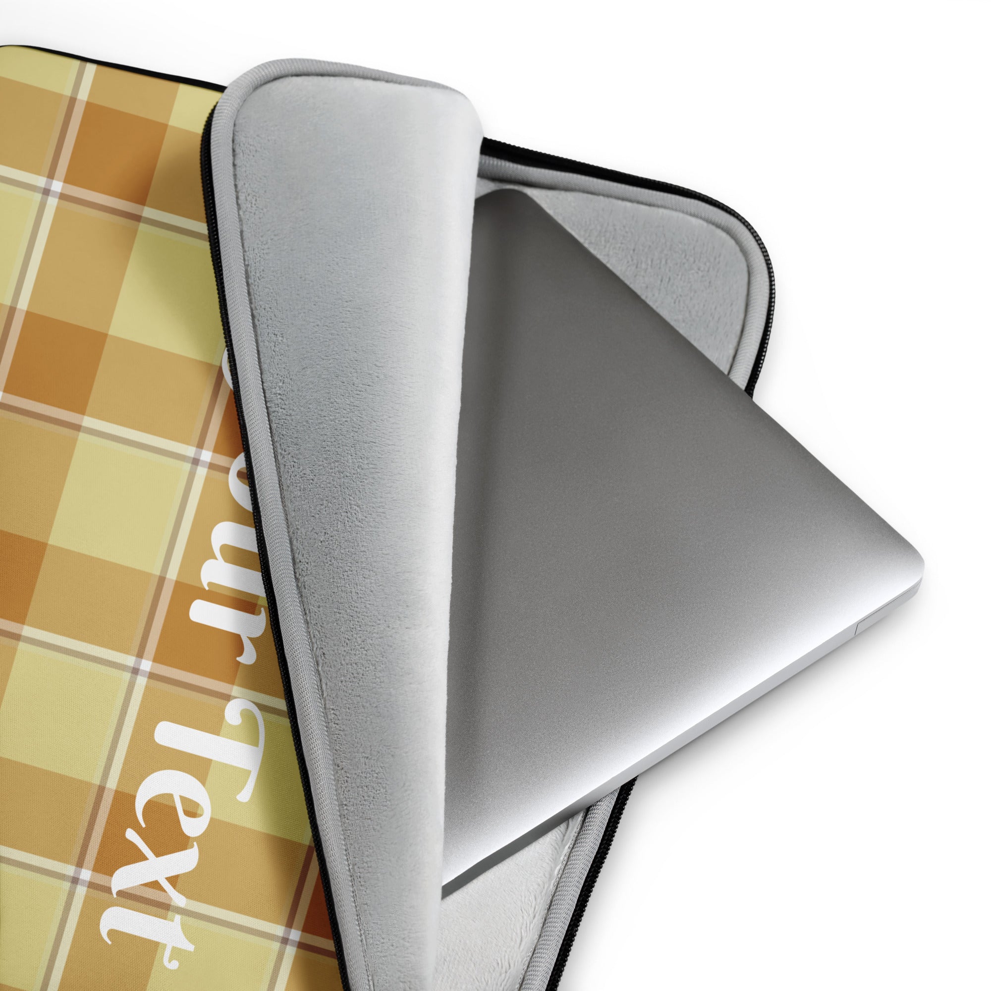 Personalized Zombie and Copper Plaid Laptop Sleeve - Scottish Squares
