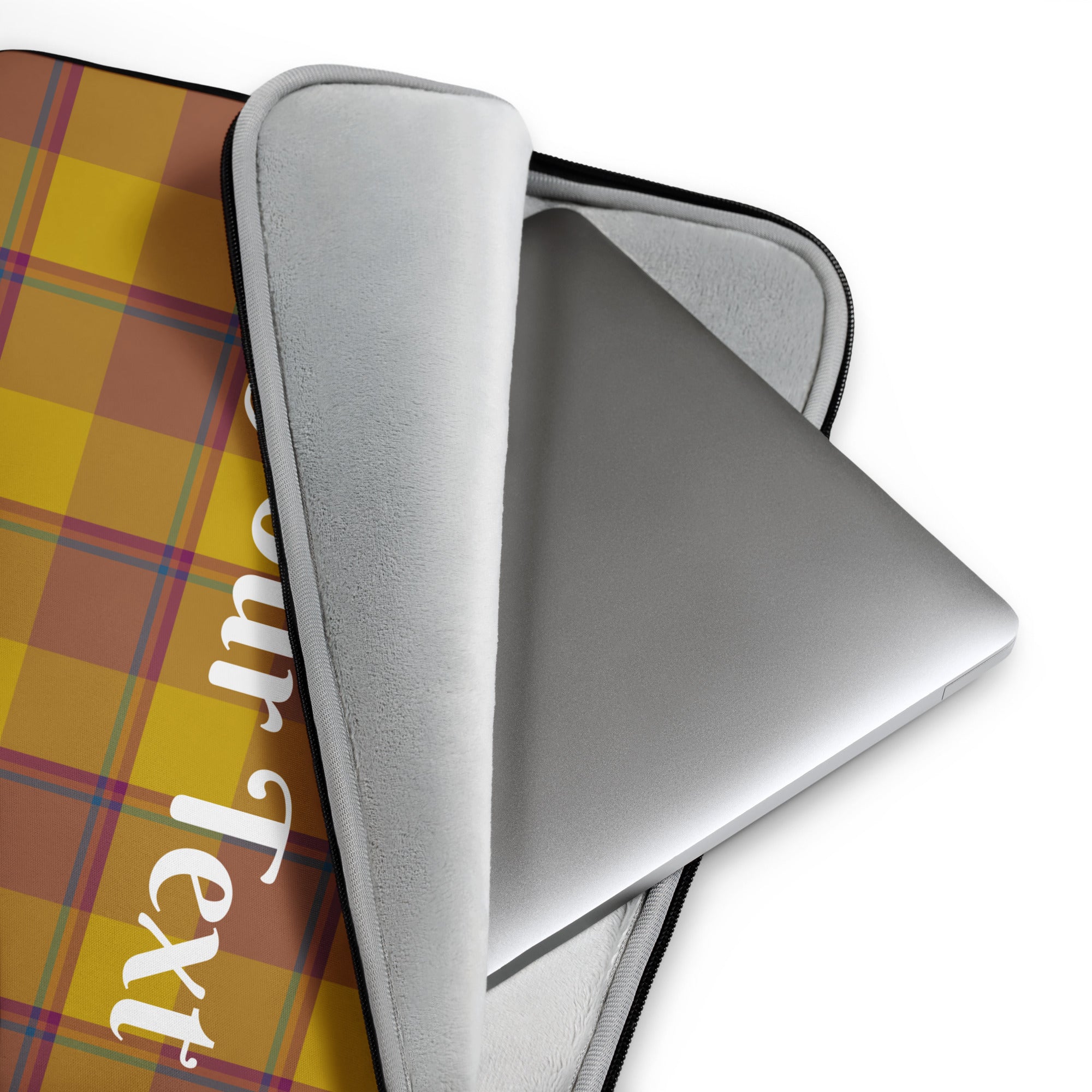Personalized Potters Clay and Pizza Plaid Laptop Sleeve - Scottish Squares