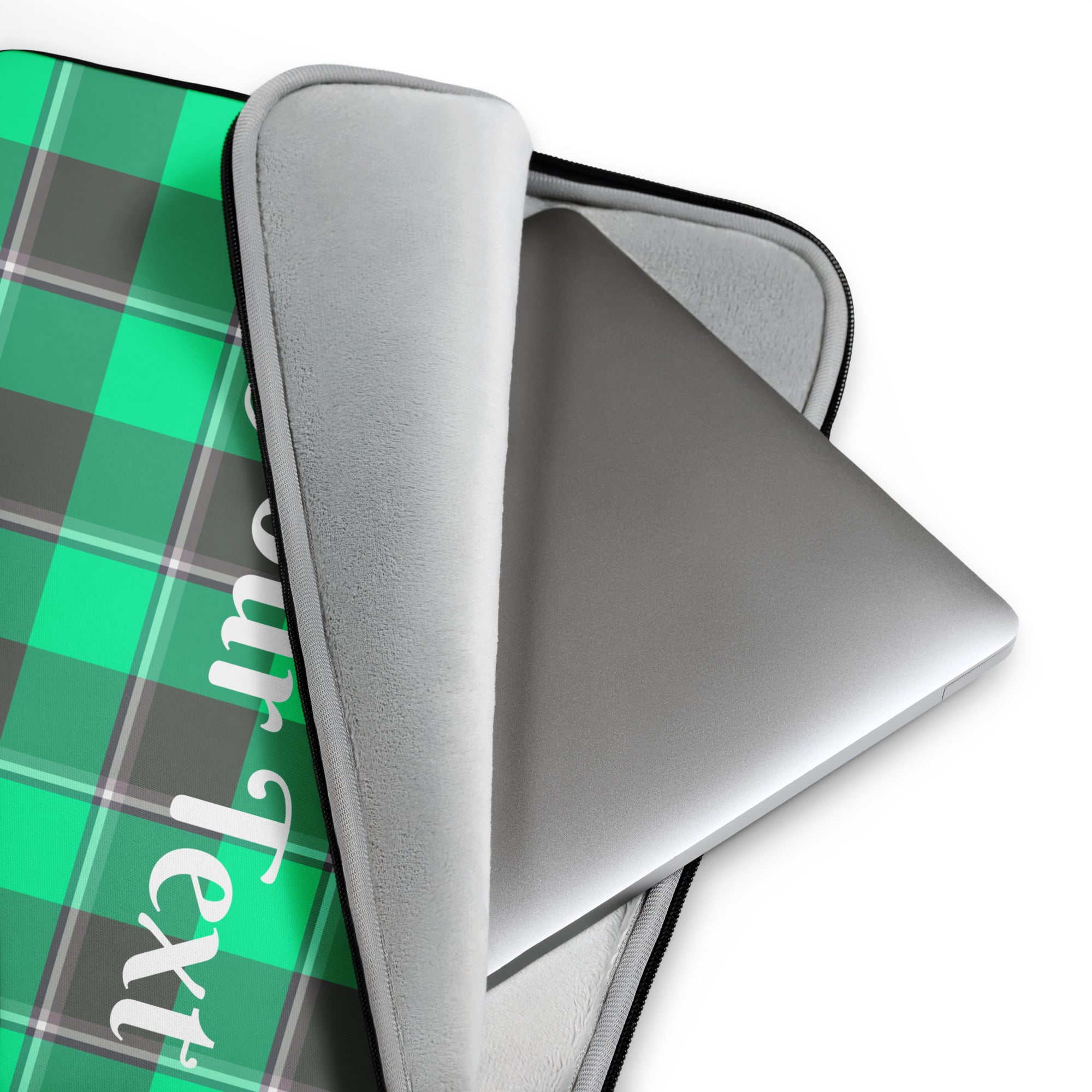 Personalized Spring Green and Finlandia Plaid Laptop Sleeve - Scottish Squares