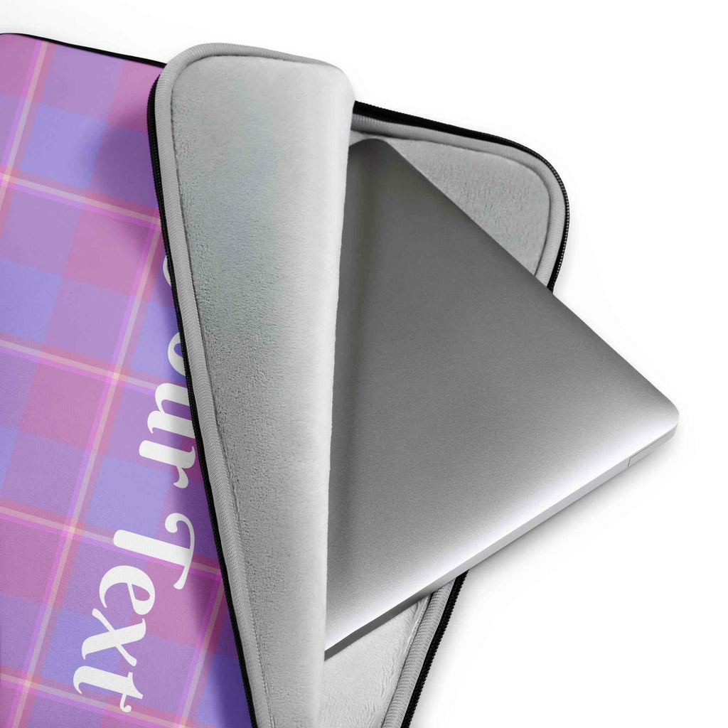 Personalized Viola and Dull Lavender Plaid Laptop Sleeve - Scottish Squares