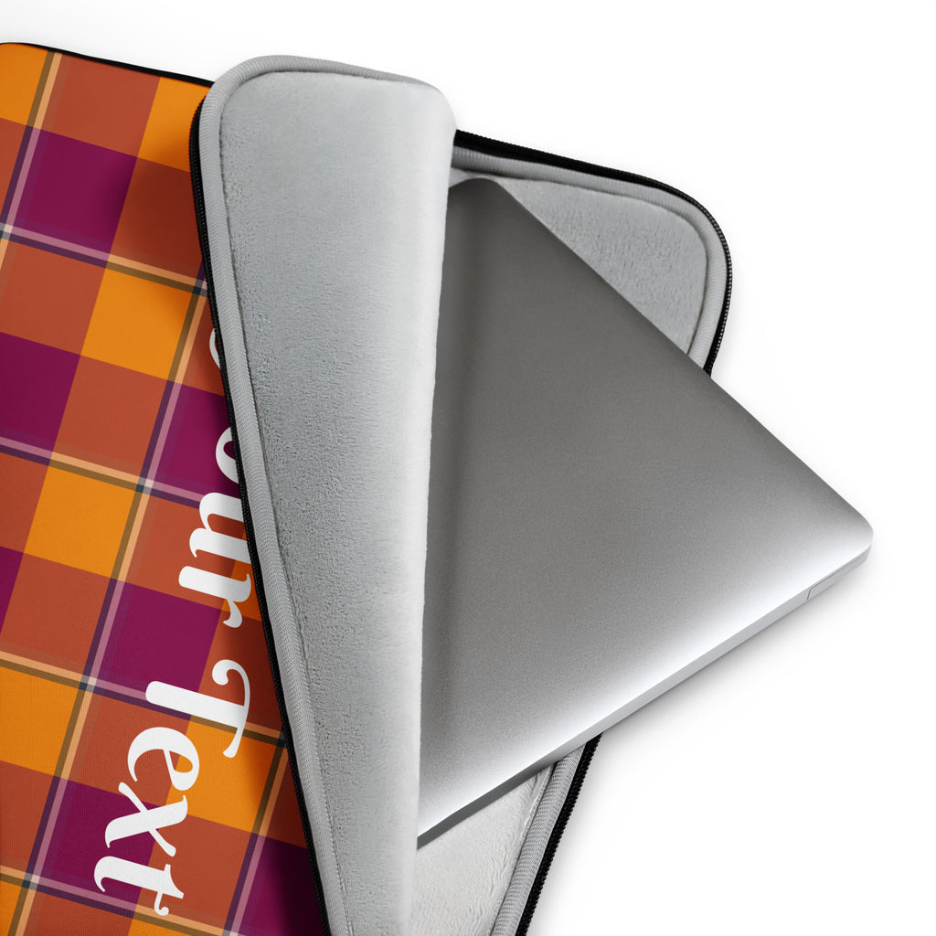 Personalized Tahiti Gold and Rose Bud Cherry Plaid Laptop Sleeve - Scottish Squares