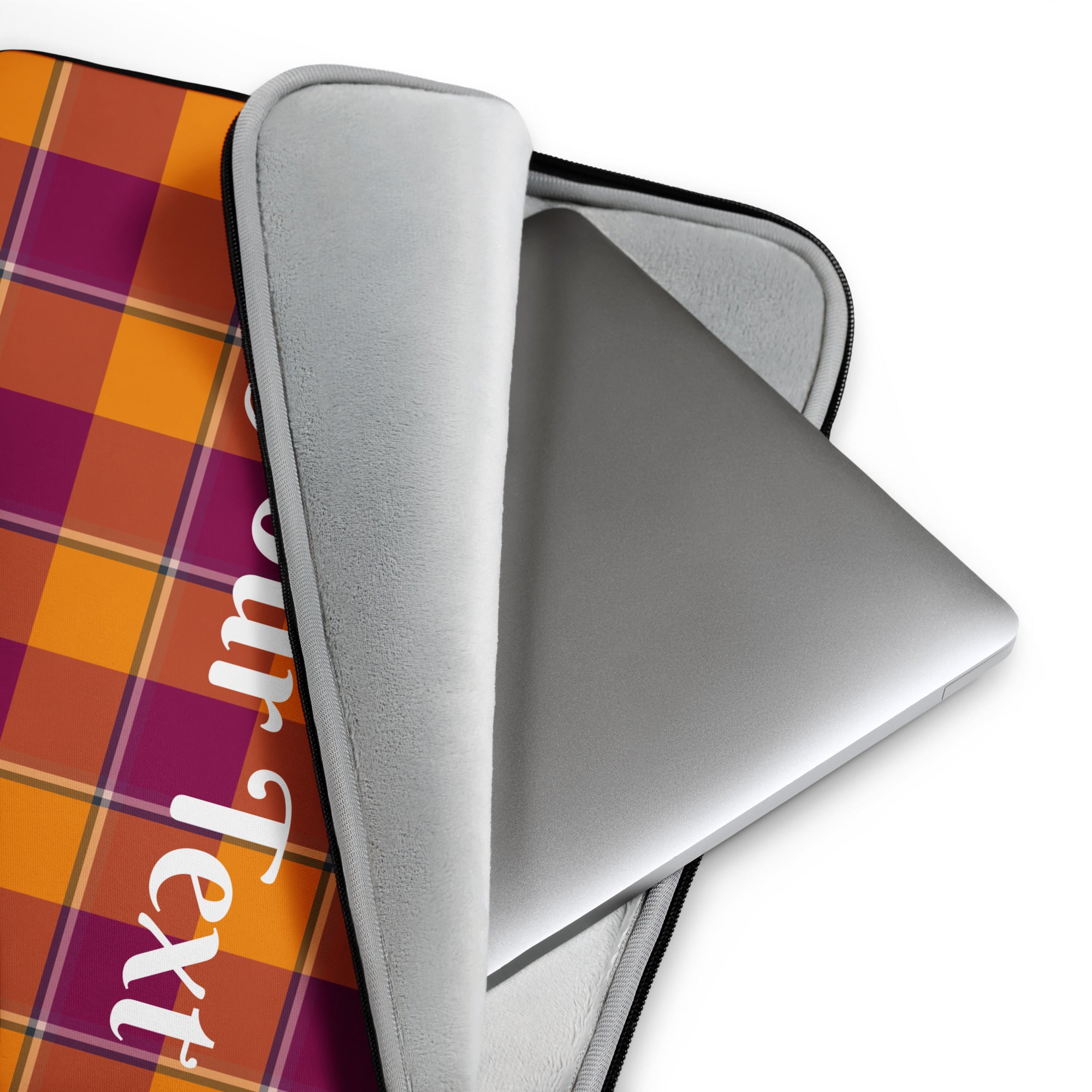 Personalized Tahiti Gold and Rose Bud Cherry Plaid Laptop Sleeve - Scottish Squares