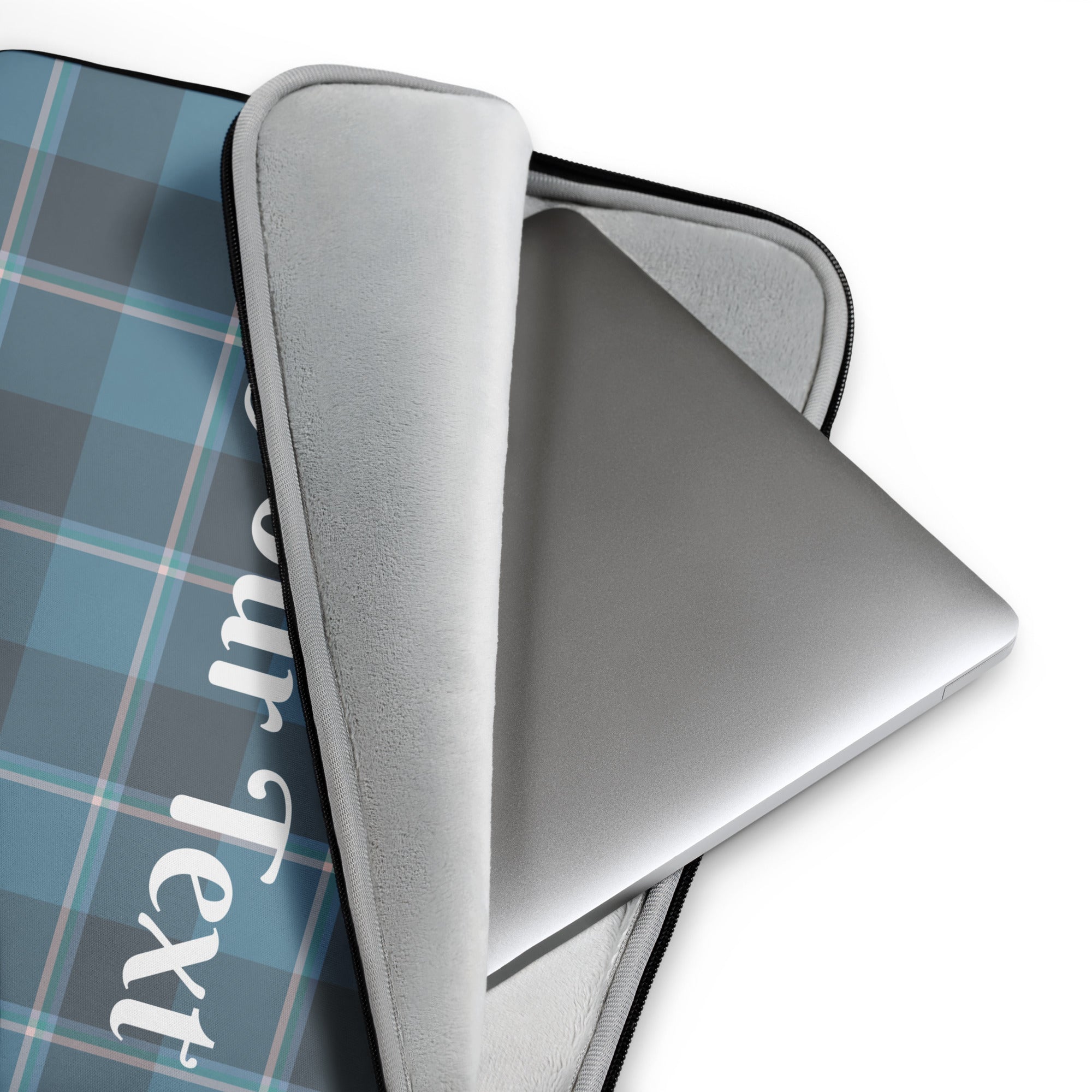 Personalized Hoki and Shuttle Gray Plaid Laptop Sleeve - Scottish Squares