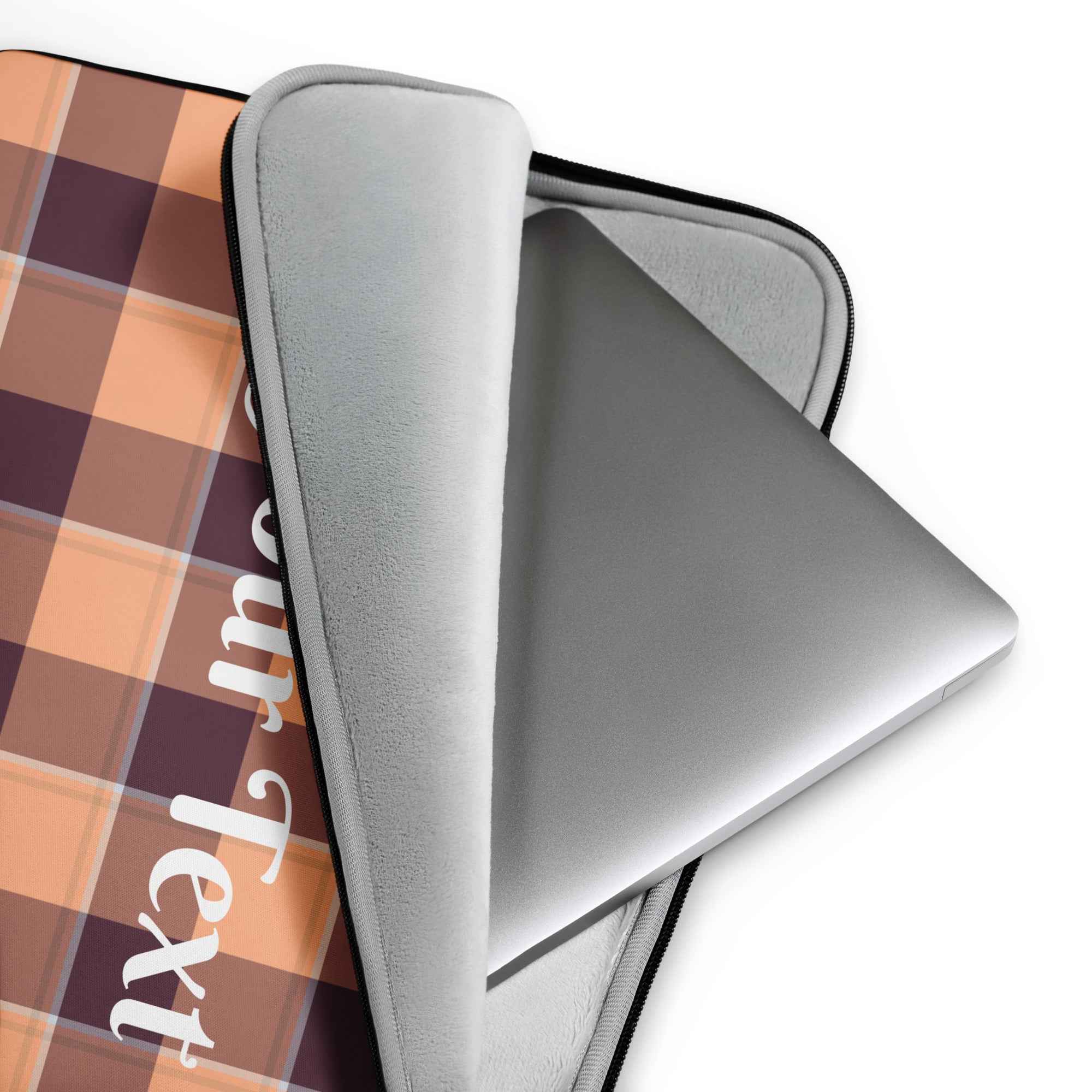 Personalized Hit Pink and Livid Brown Plaid Laptop Sleeve - Scottish Squares