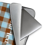 Personalized Blizzard Blue and Livid Brown Plaid Laptop Sleeve - Scottish Squares