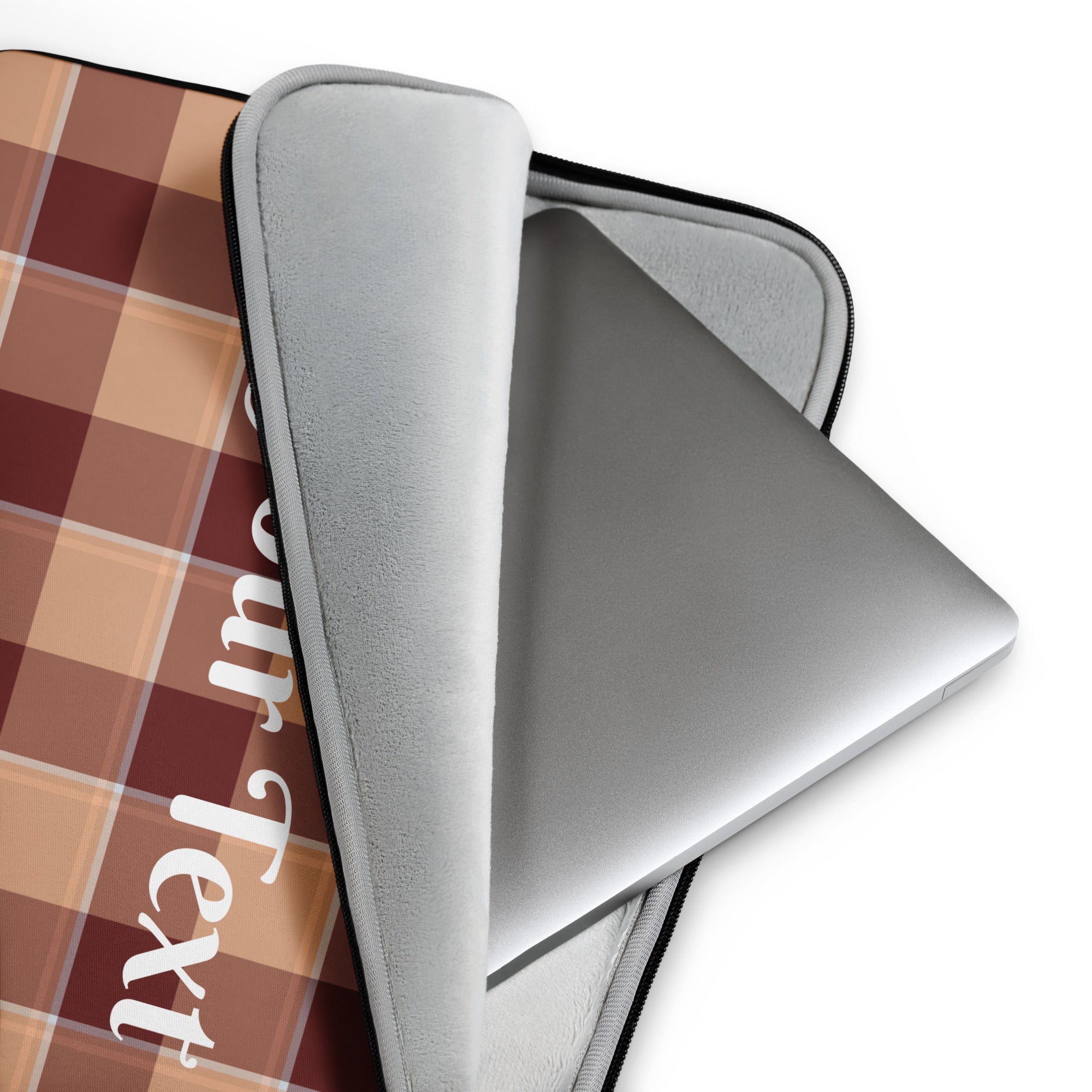 Personalized Whiskey and Livid Brown Plaid Laptop Sleeve - Scottish Squares