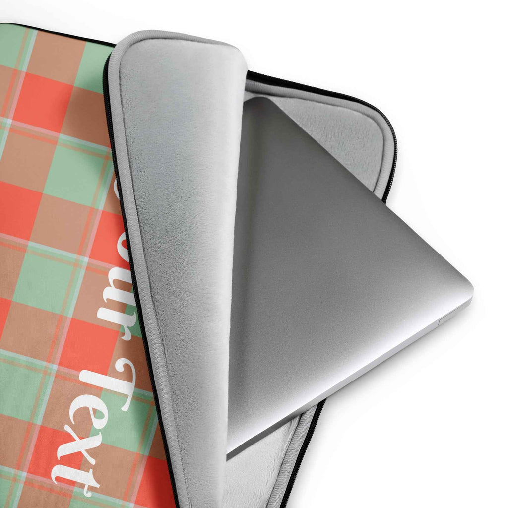 Personalized Spring Rain and Persimmon Plaid Laptop Sleeve - Scottish Squares