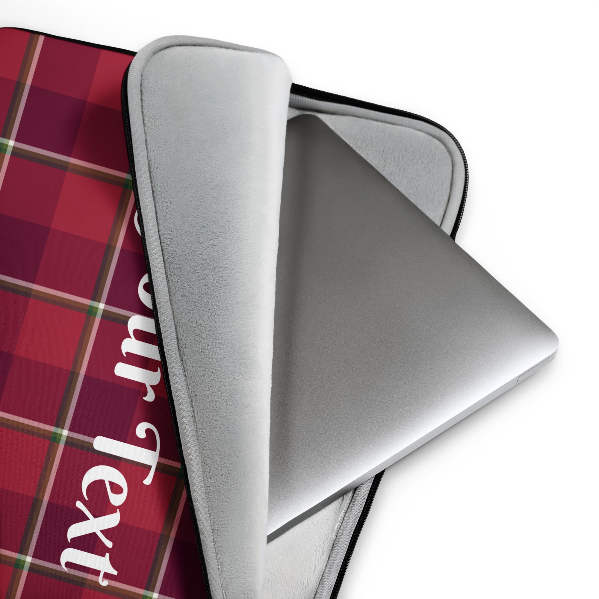 Personalized Old Brick and Cab Sav Plaid Laptop Sleeve - Scottish Squares