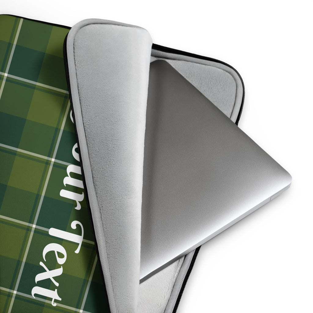 Personalized Woodland and Evergreen Plaid Laptop Sleeve - Scottish Squares