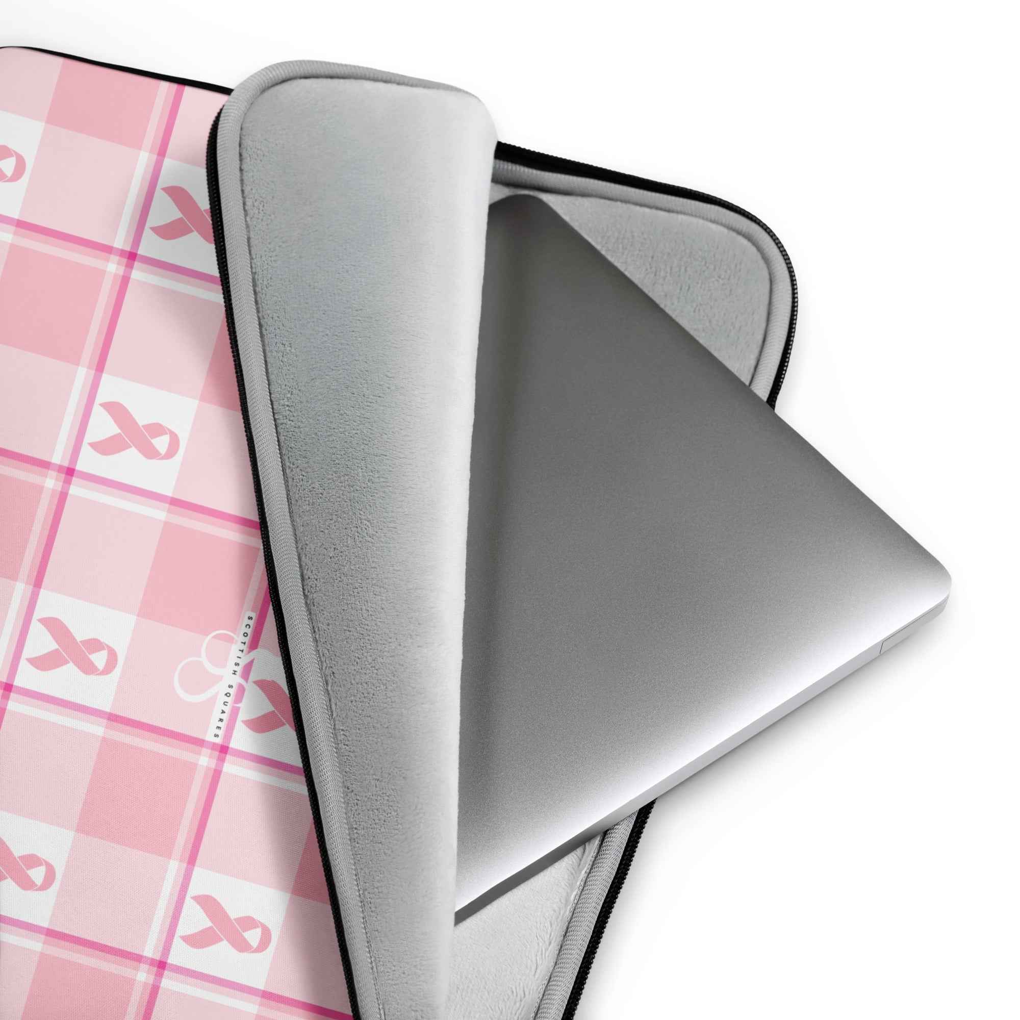 Laptop Sleeve Breast Cancer Awareness Plaid - Scottish Squares