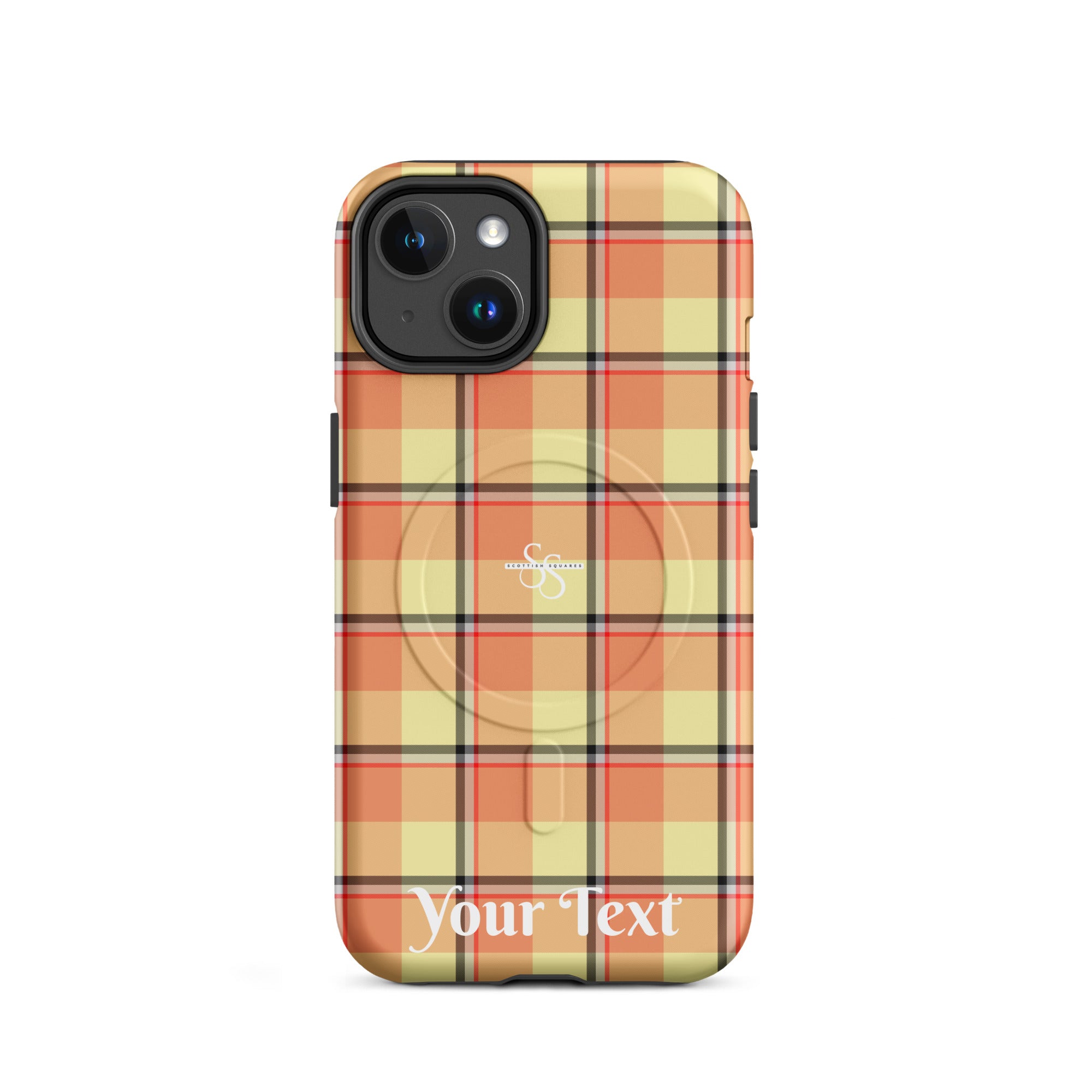 Personalized Claystone and Morning Mist Plaid iPhone MagSafe Tough Case - Scottish Squares