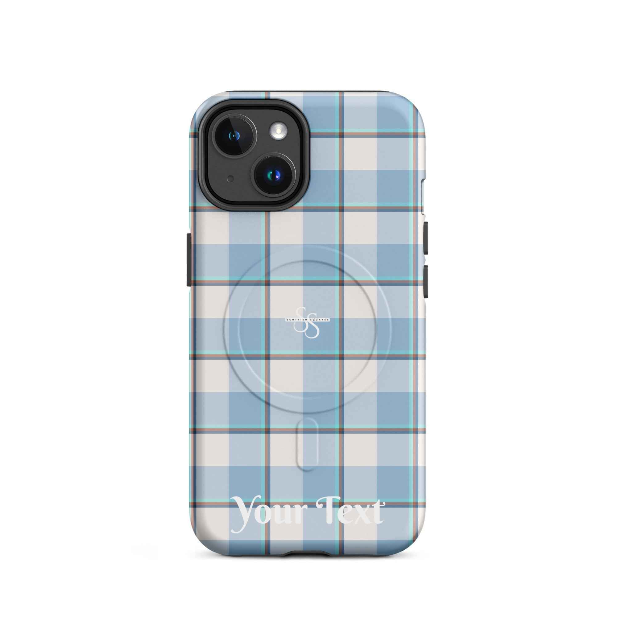 Personalized Pink Cloud and Blue Lagoon Plaid iPhone MagSafe Tough Case - Scottish Squares