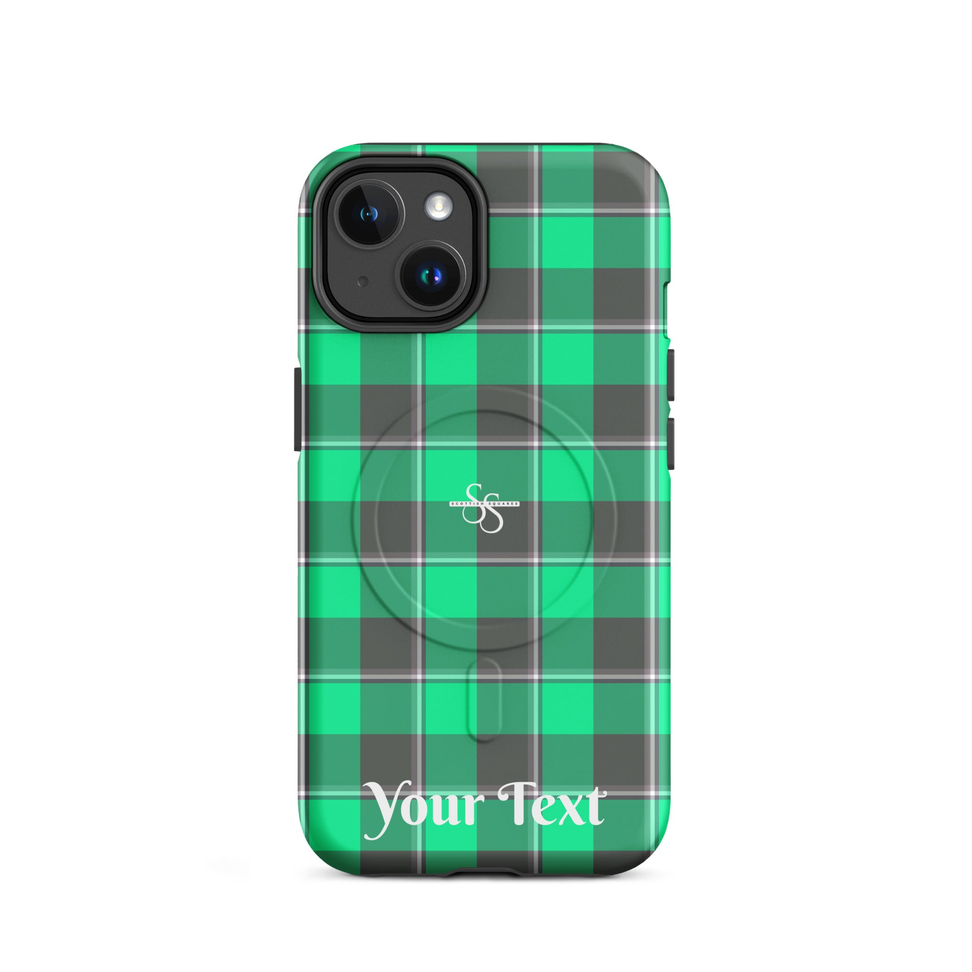 Personalized Spring Green and Finlandia Plaid iPhone MagSafe Tough Case - Scottish Squares