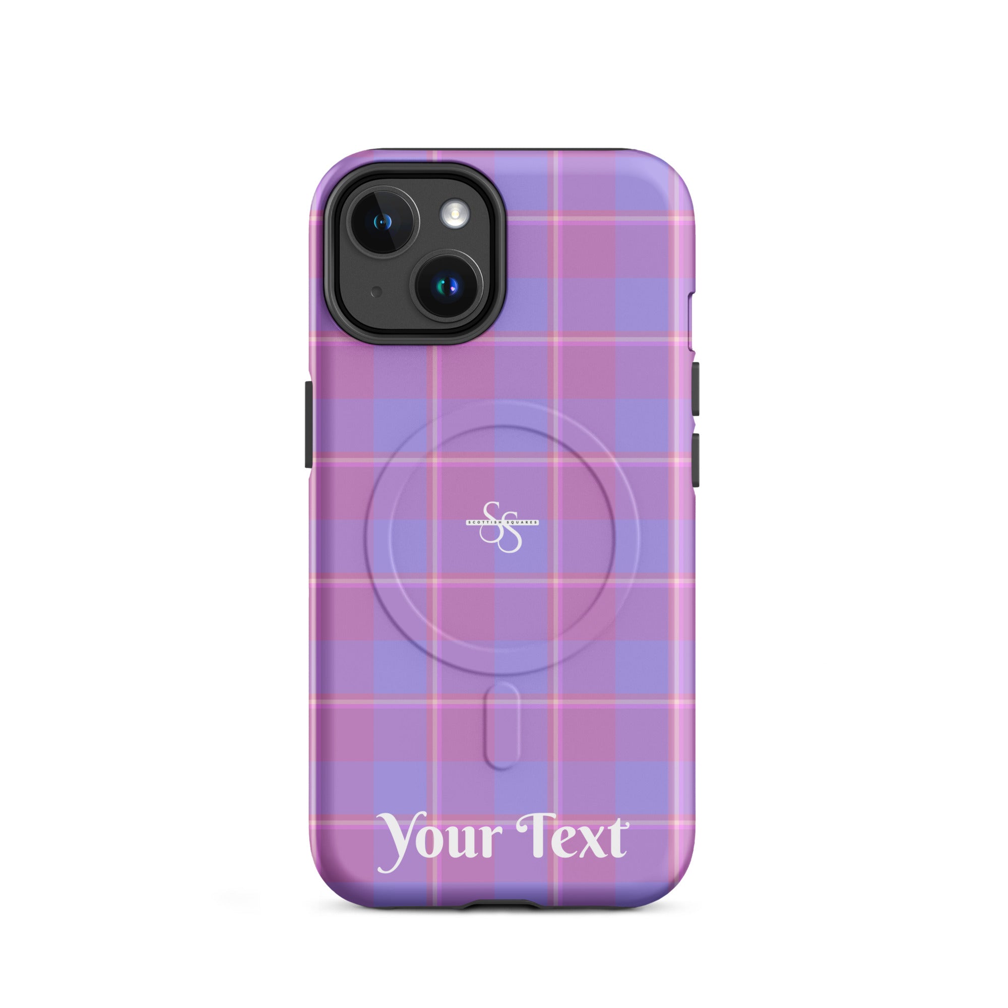 Personalized Viola and Dull Lavender Plaid iPhone MagSafe Tough Case - Scottish Squares
