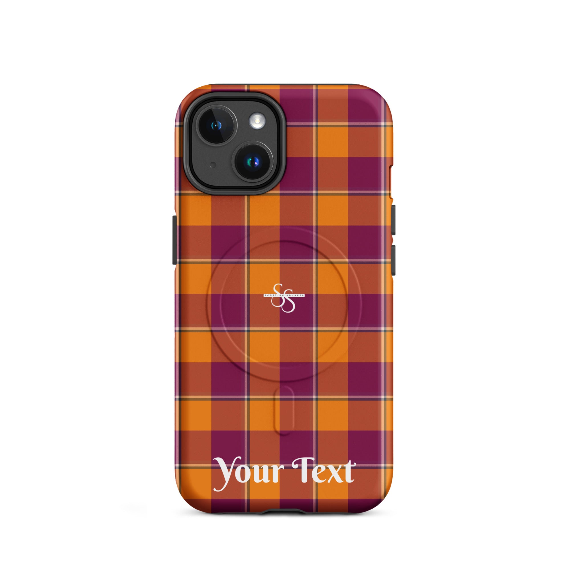 Personalized Tahiti Gold and Rose Bud Cherry Plaid iPhone MagSafe Tough Case - Scottish Squares