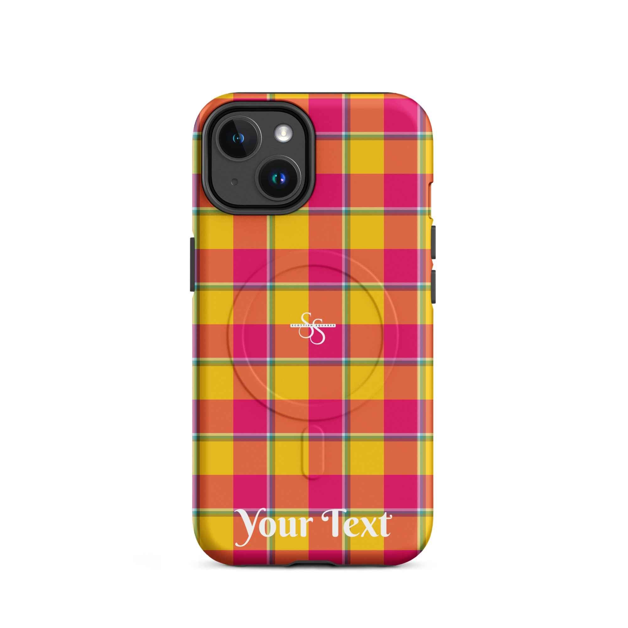 Personalized Corn and Razzmatazz Plaid iPhone MagSafe Tough Case - Scottish Squares