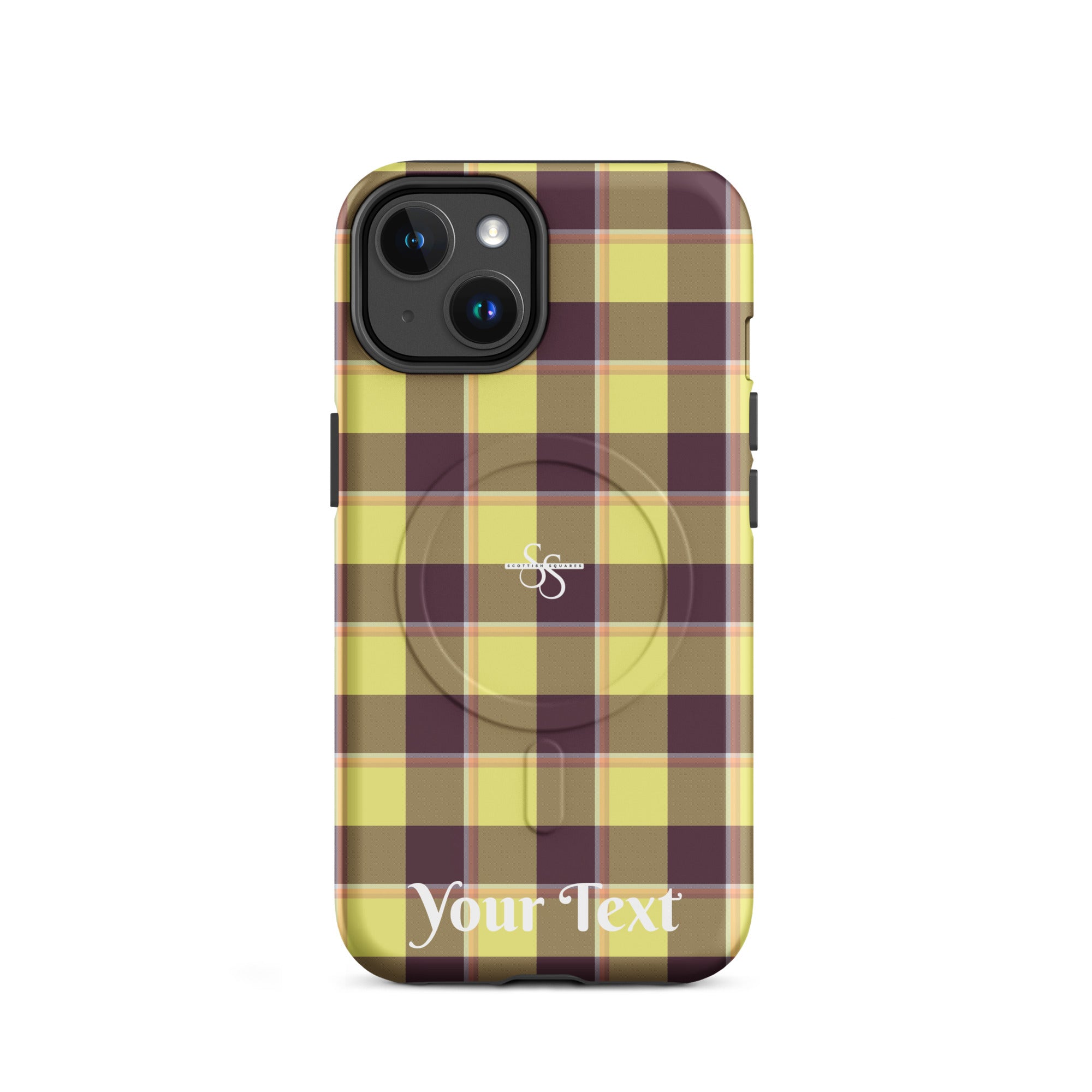 Personalized Flax and Livid Brown Plaid iPhone MagSafe Tough Case - Scottish Squares