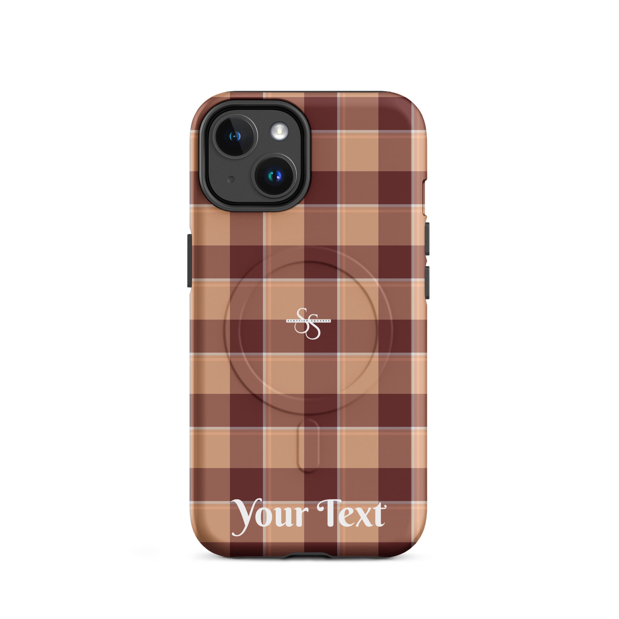 Personalized Whiskey and Livid Brown Plaid iPhone MagSafe Tough Case - Scottish Squares