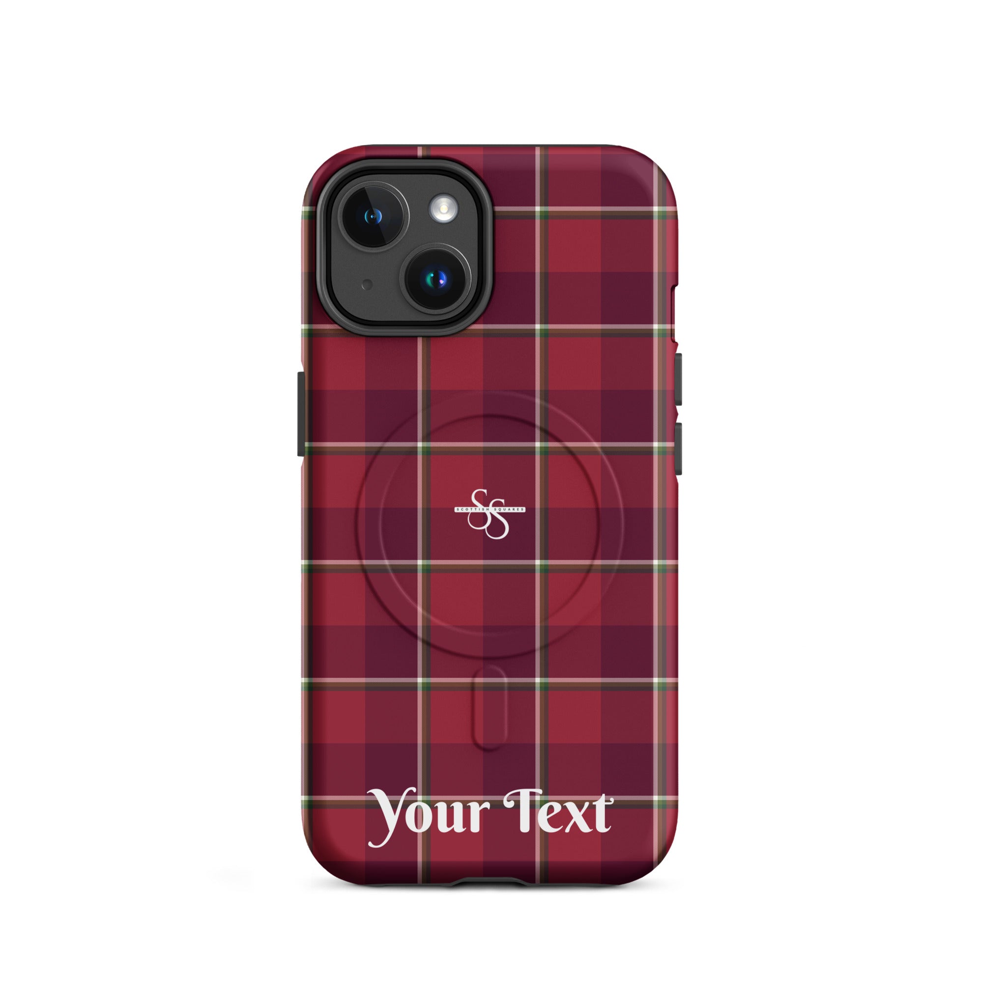 Personalized Old Brick and Cab Sav Plaid iPhone MagSafe Tough Case - Scottish Squares