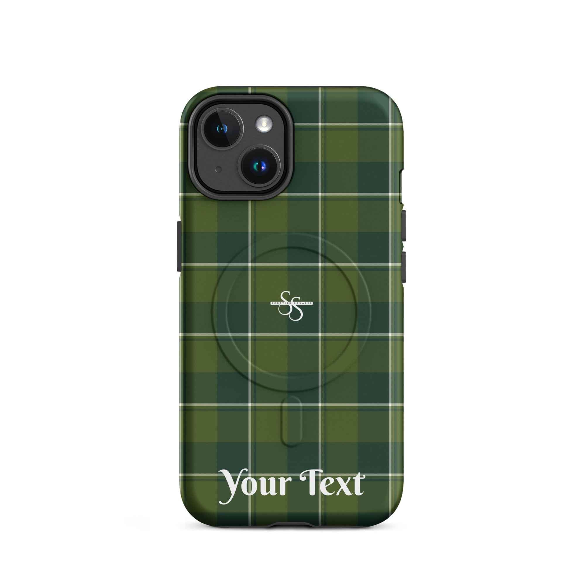 Personalized Woodland and Evergreen Plaid iPhone MagSafe Tough Case - Scottish Squares