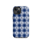 MagSafe Tough Case for iPhone Colorectal Cancer Awareness Plaid, Dark Blue Ribbon, Supportive Gift iPhone 14 - Scottish Squares