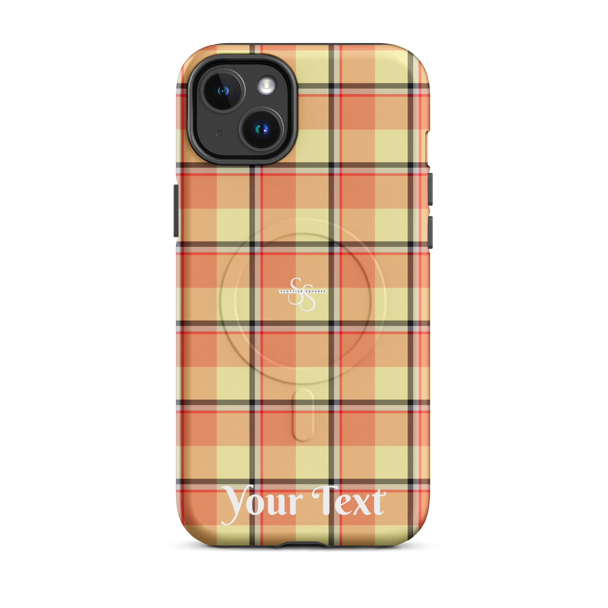 Personalized Claystone and Morning Mist Plaid iPhone MagSafe Tough Case - Scottish Squares