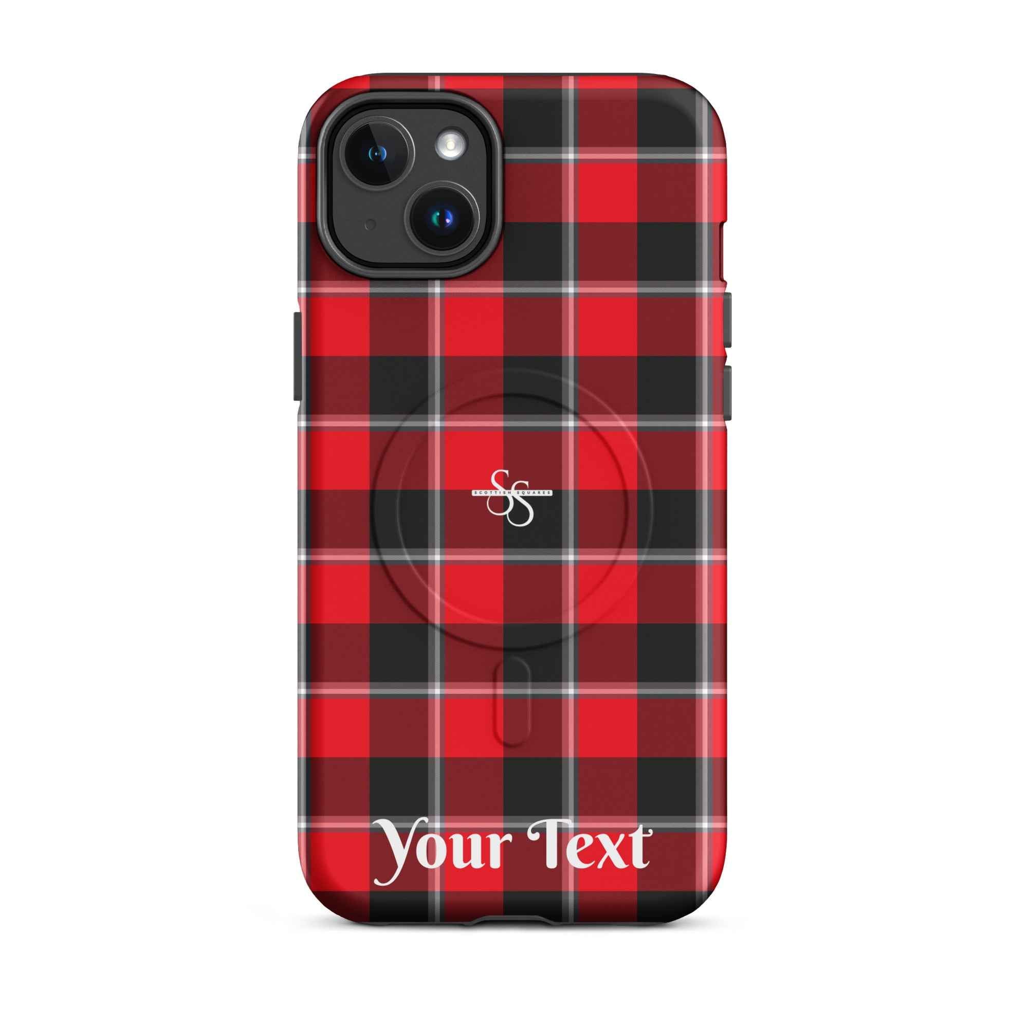 Personalized Red Ribbon and Heavy Metal Plaid iPhone MagSafe Phone Case - Scottish Squares