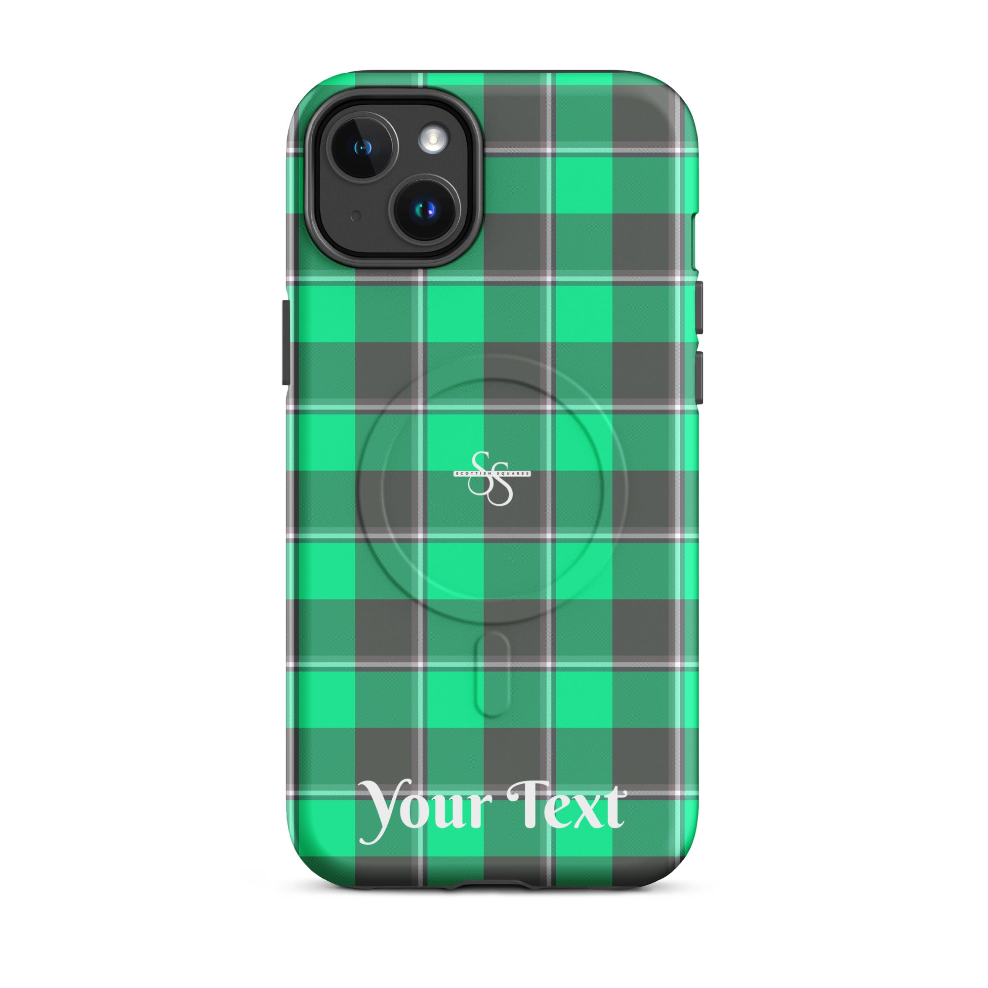 Personalized Spring Green and Finlandia Plaid iPhone MagSafe Tough Case - Scottish Squares