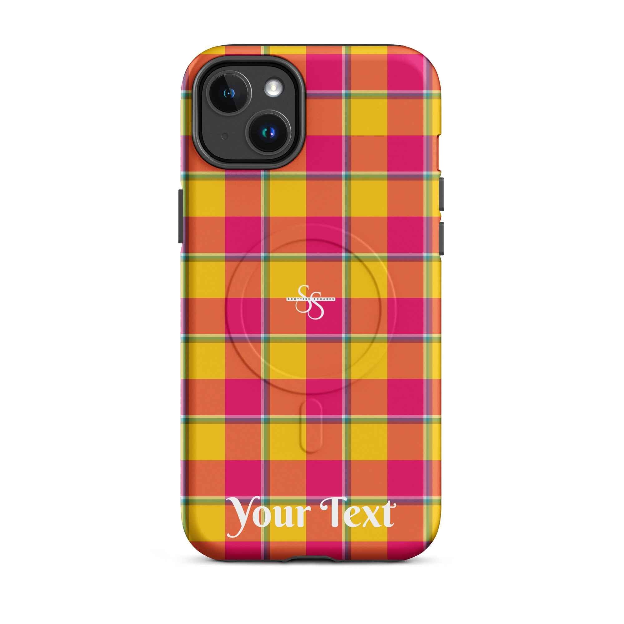 Personalized Corn and Razzmatazz Plaid iPhone MagSafe Tough Case - Scottish Squares