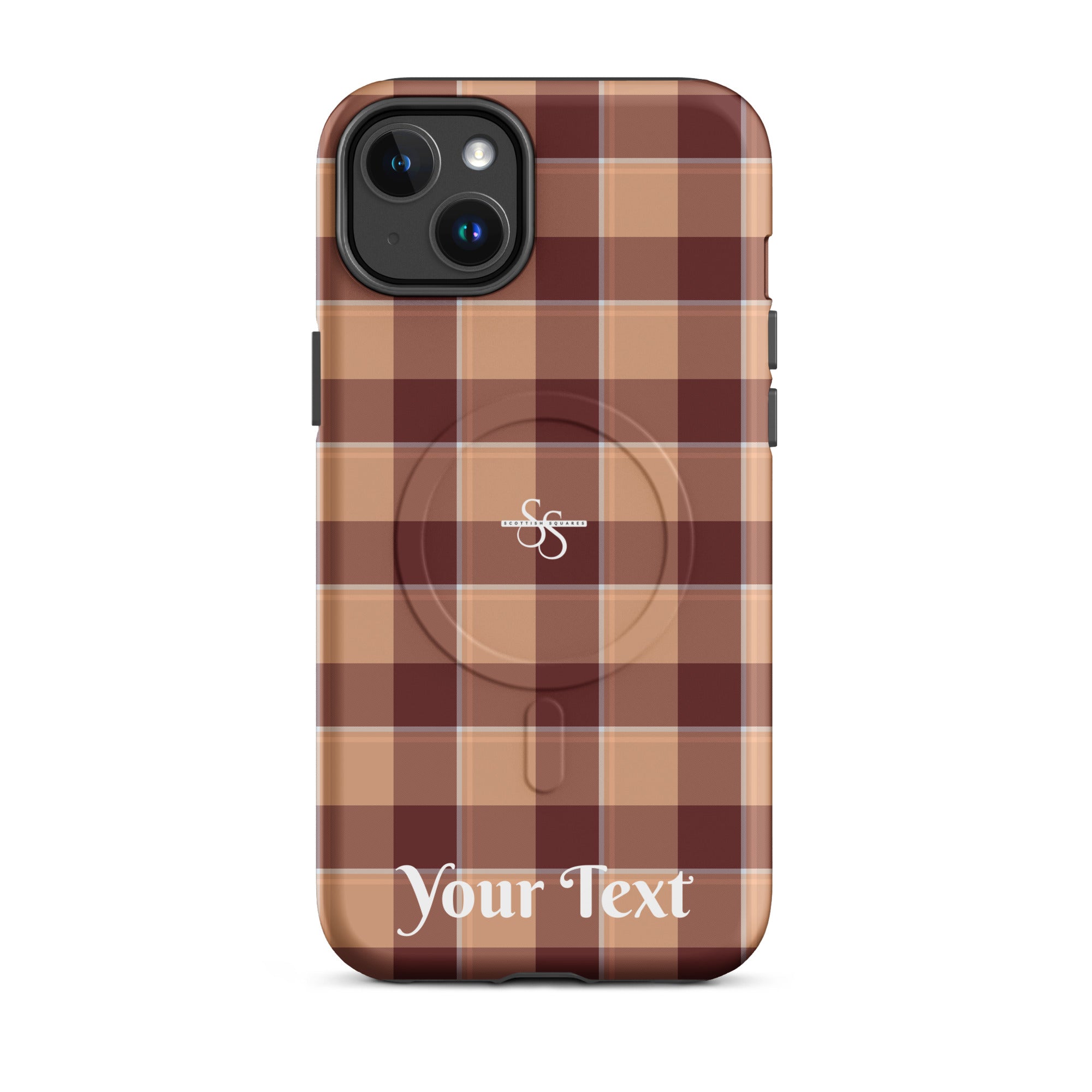 Personalized Whiskey and Livid Brown Plaid iPhone MagSafe Tough Case - Scottish Squares
