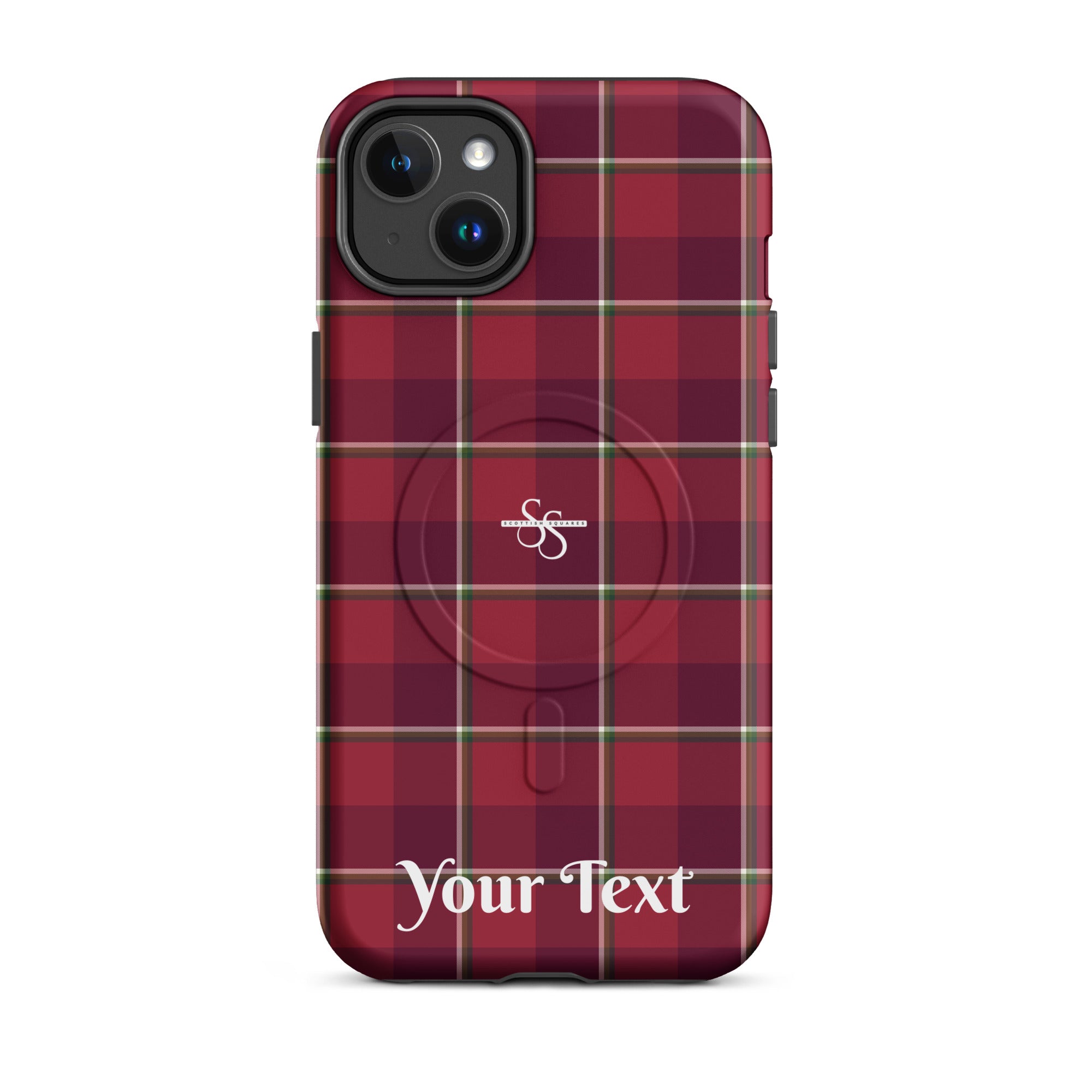Personalized Old Brick and Cab Sav Plaid iPhone MagSafe Tough Case - Scottish Squares