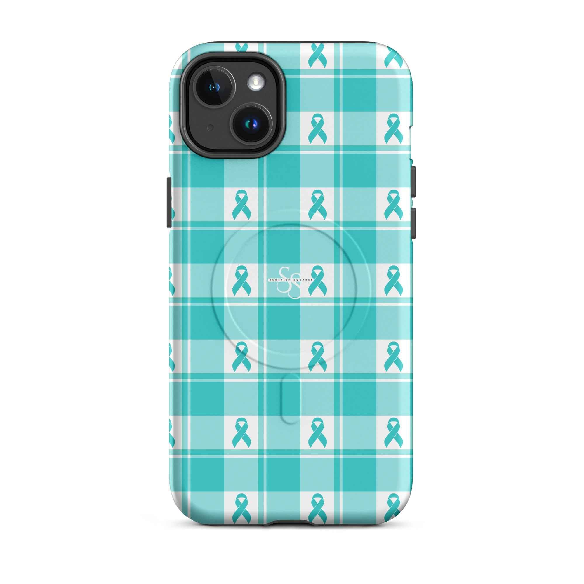 MagSafe Tough Case for iPhone Ovarian Cancer Awareness Plaid iPhone 14 Plus - Scottish Squares