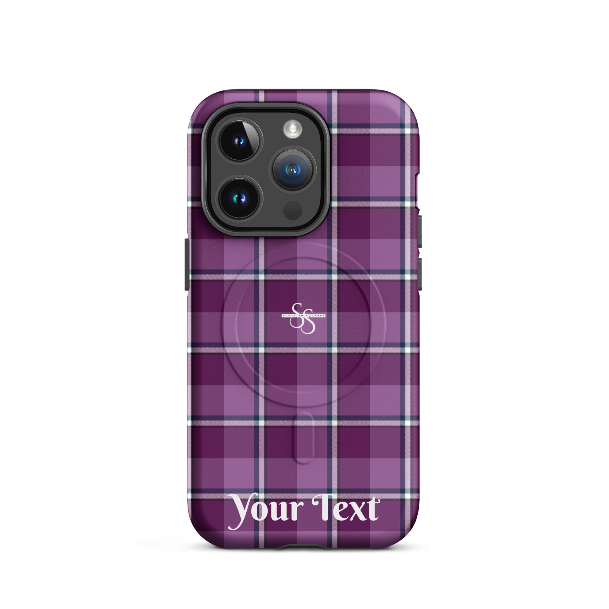 Personalized Purple and Trendy Pink Plaid iPhone MagSafe Tough Case - Scottish Squares