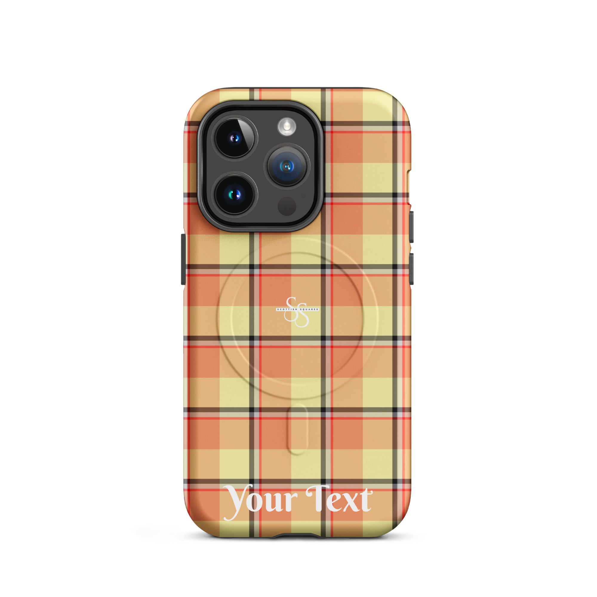 Personalized Claystone and Morning Mist Plaid iPhone MagSafe Tough Case - Scottish Squares