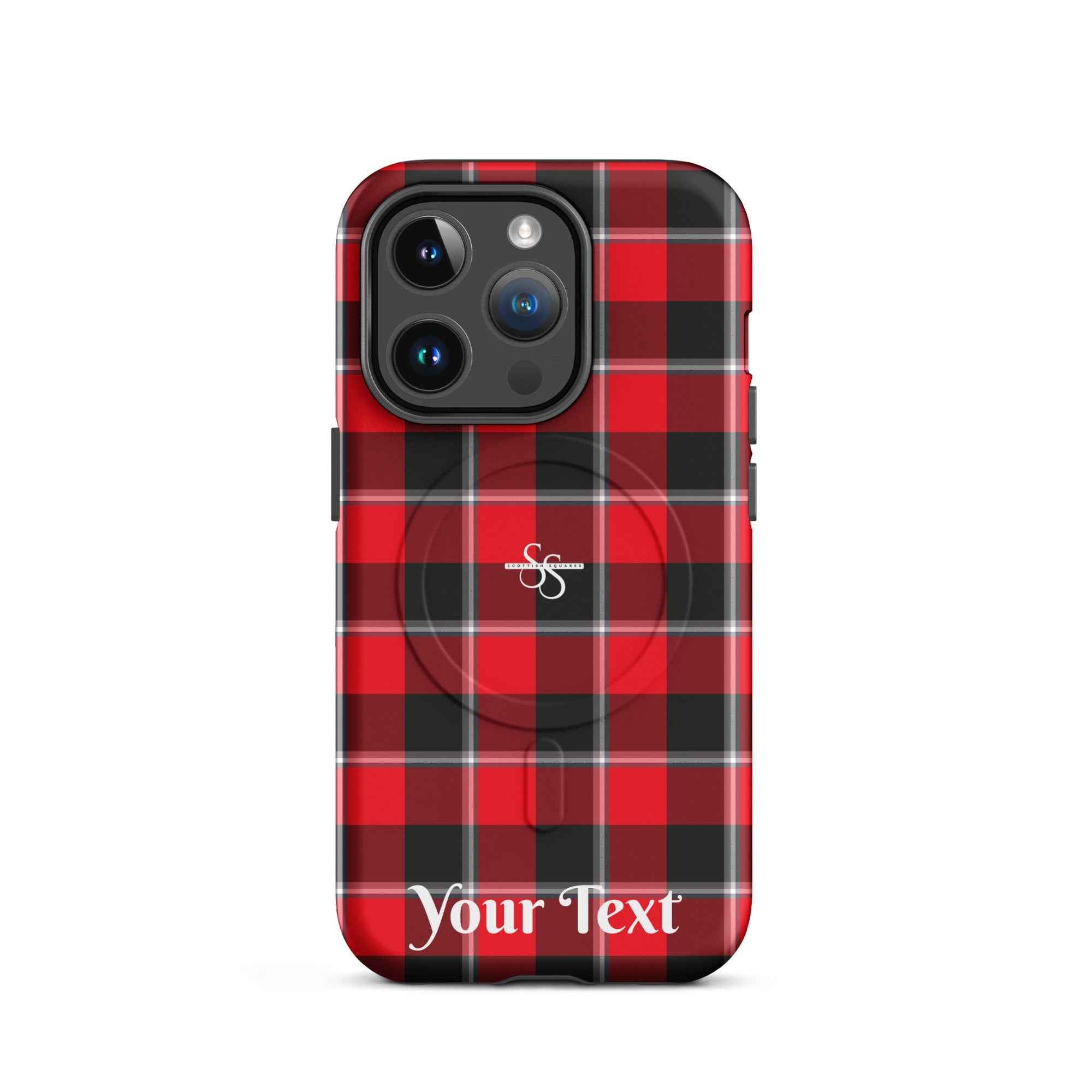 Personalized Red Ribbon and Heavy Metal Plaid iPhone MagSafe Phone Case - Scottish Squares