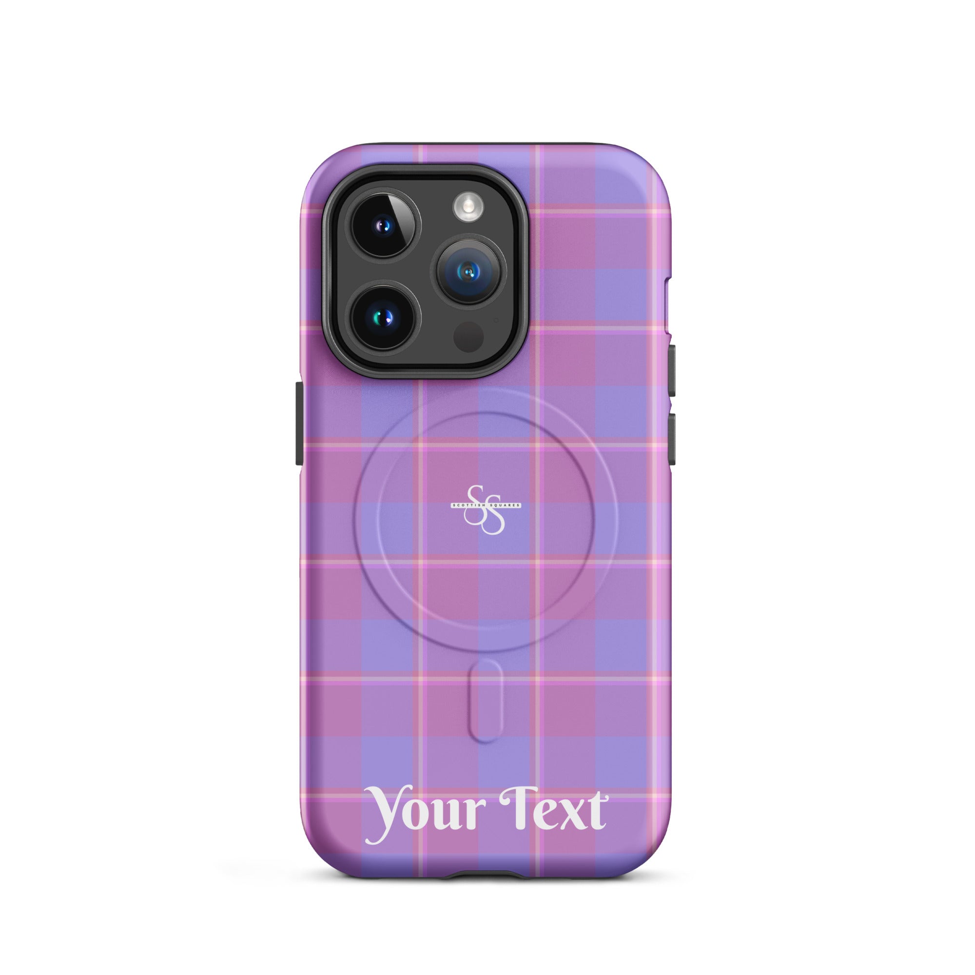 Personalized Viola and Dull Lavender Plaid iPhone MagSafe Tough Case - Scottish Squares