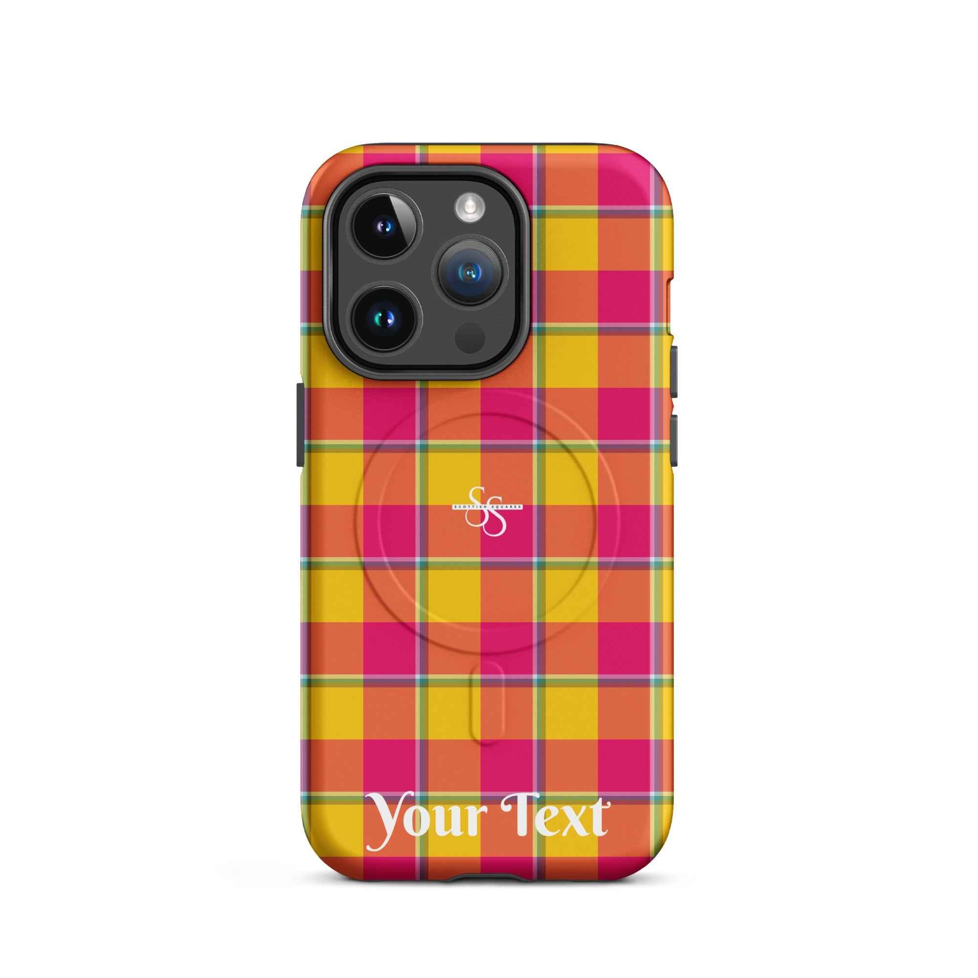 Personalized Corn and Razzmatazz Plaid iPhone MagSafe Tough Case - Scottish Squares
