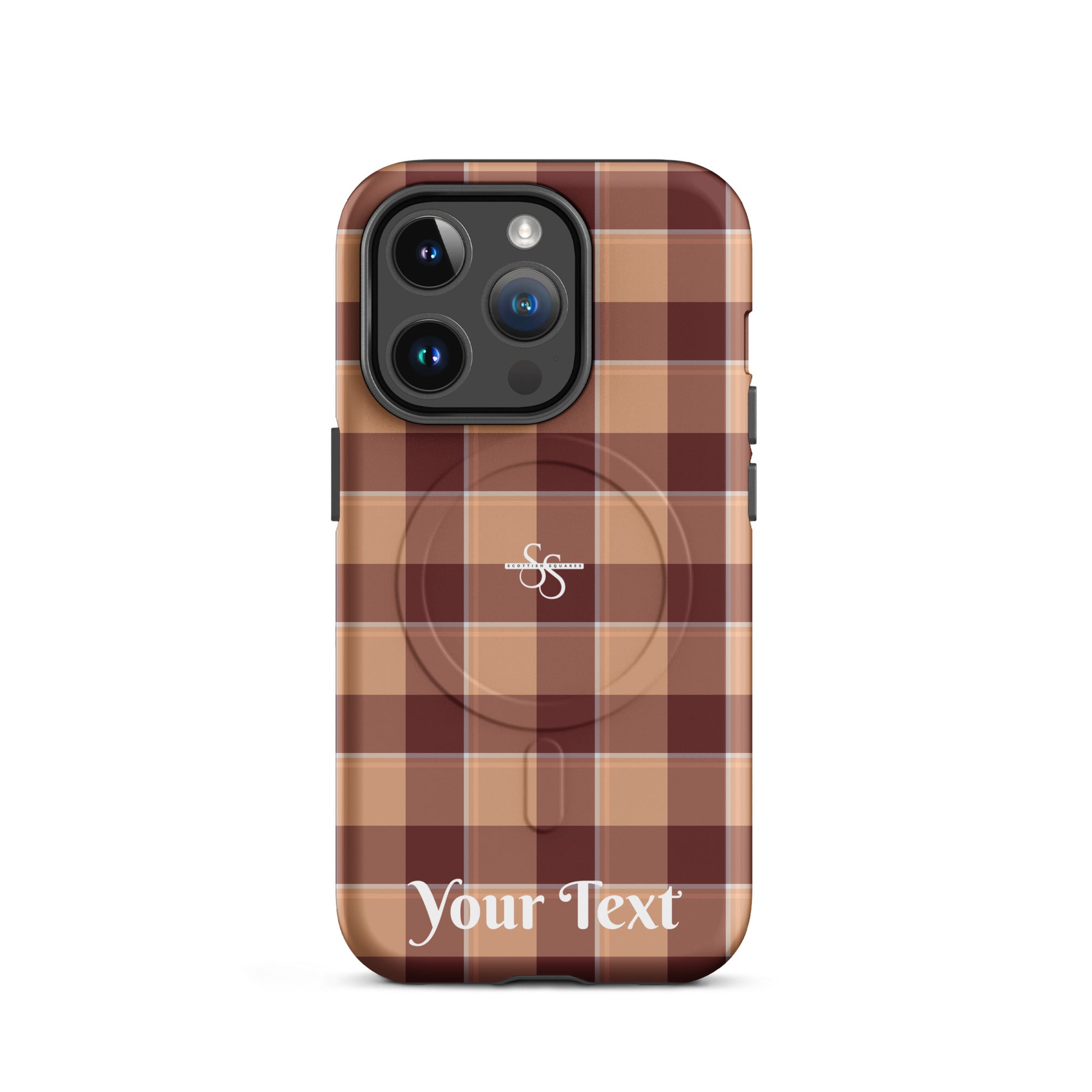 Personalized Whiskey and Livid Brown Plaid iPhone MagSafe Tough Case - Scottish Squares