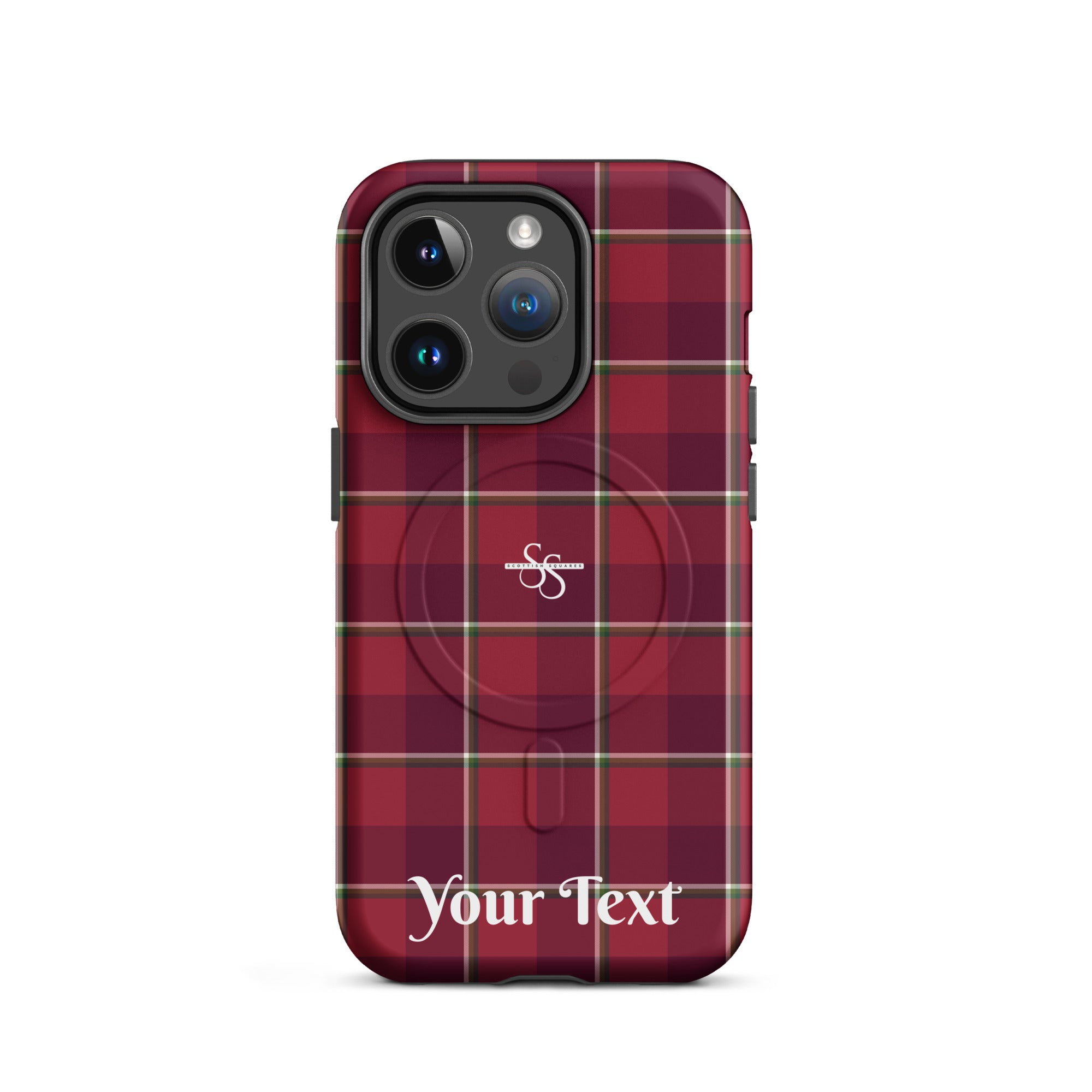 Personalized Old Brick and Cab Sav Plaid iPhone MagSafe Tough Case - Scottish Squares