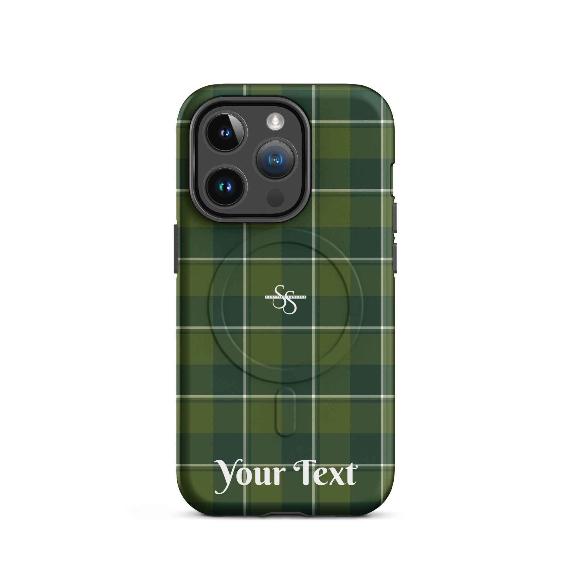 Personalized Woodland and Evergreen Plaid iPhone MagSafe Tough Case - Scottish Squares