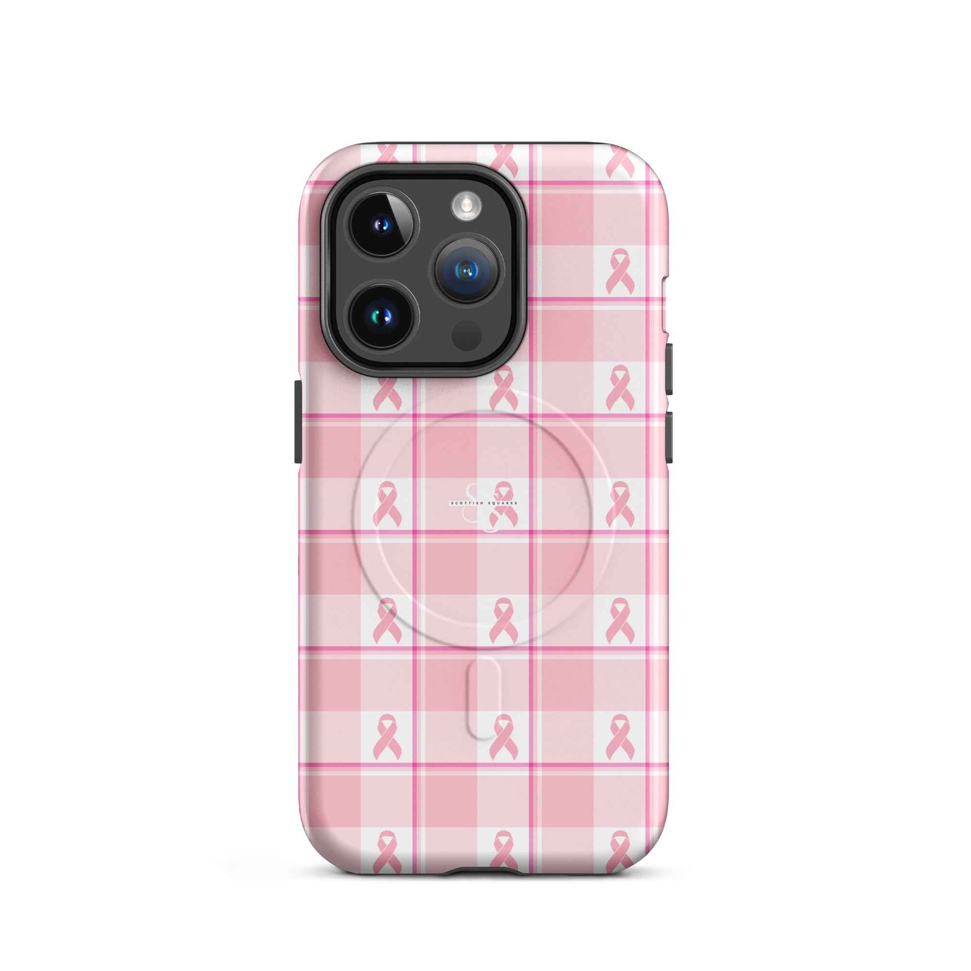 MagSafe Tough Case for iPhone Breast Cancer Awareness Plaid iPhone 14 Pro - Scottish Squares