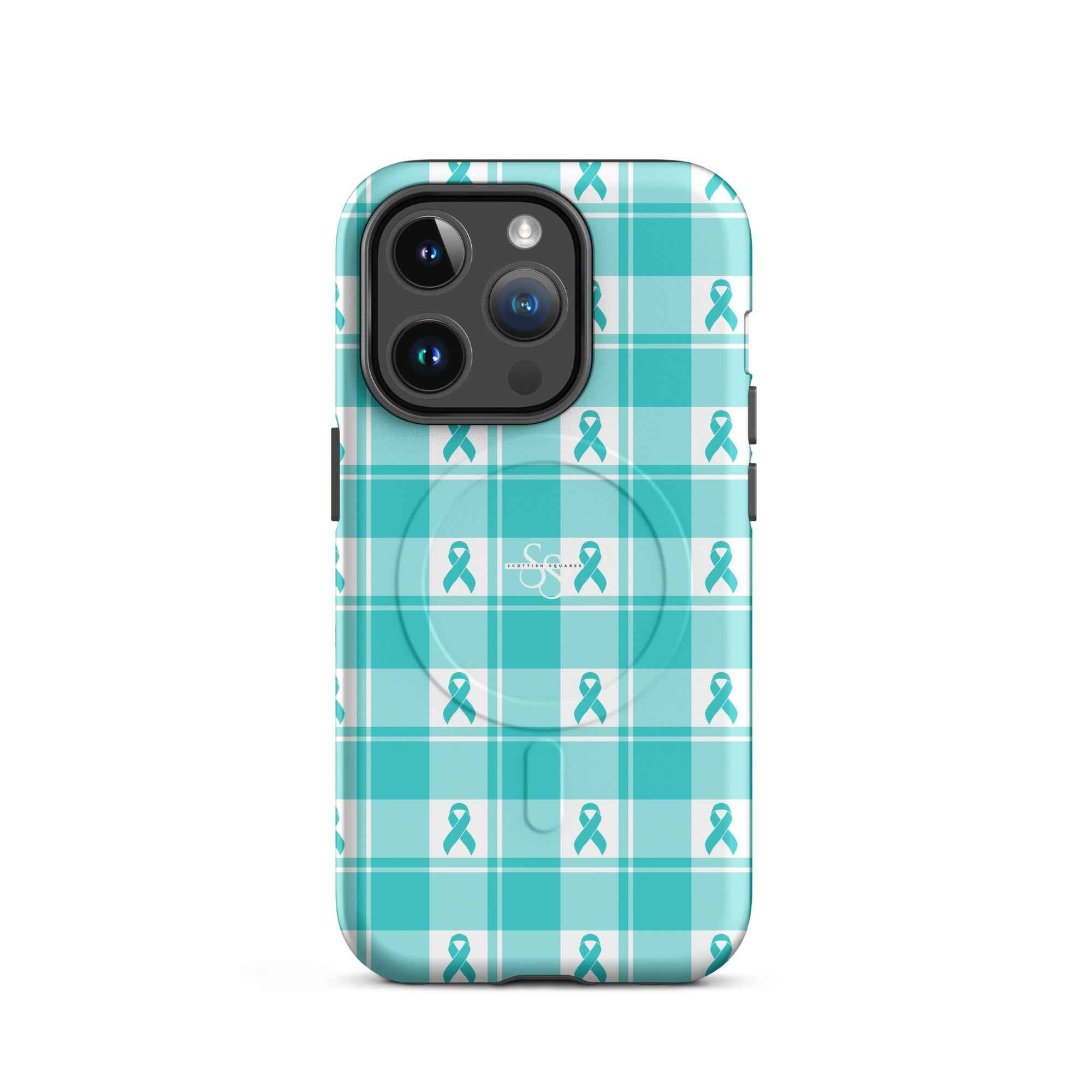 MagSafe Tough Case for iPhone Ovarian Cancer Awareness Plaid iPhone 14 Pro - Scottish Squares