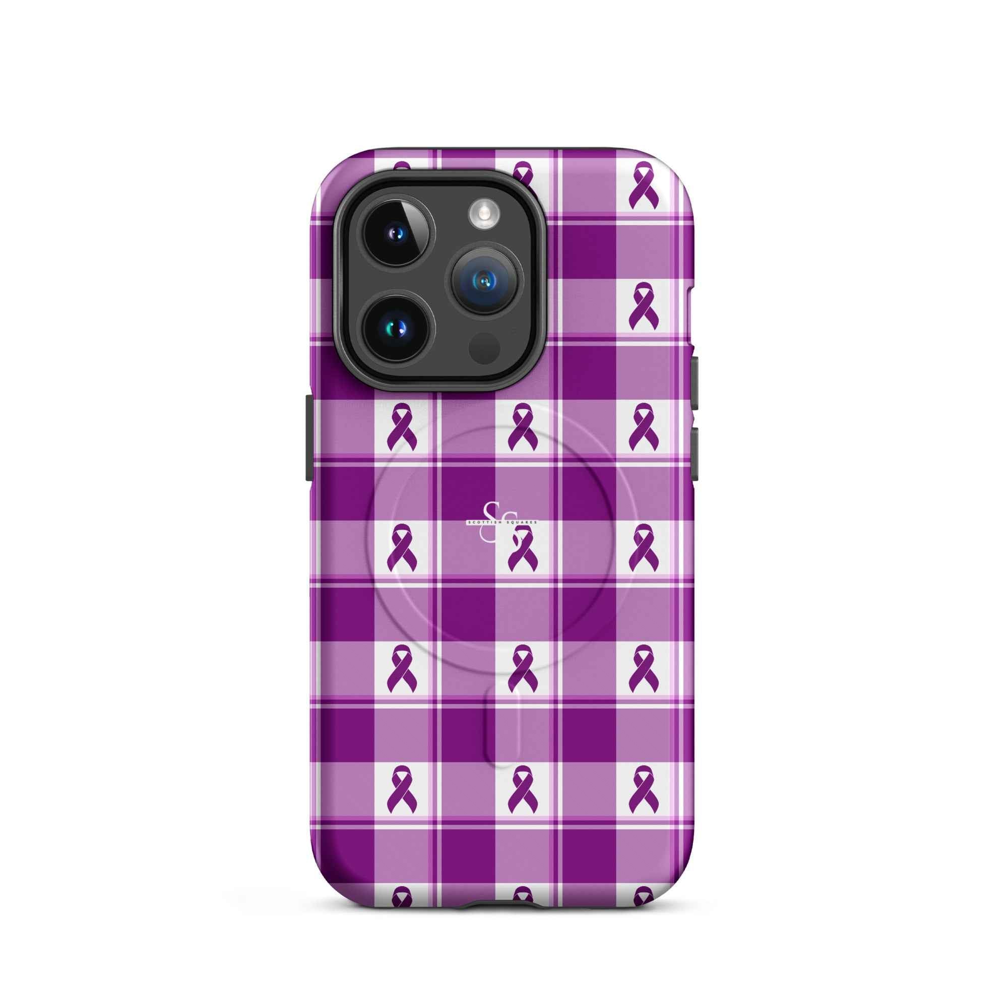 MagSafe Tough Case for iPhone Pancreatic Cancer Awareness Plaid iPhone 14 Pro - Scottish Squares