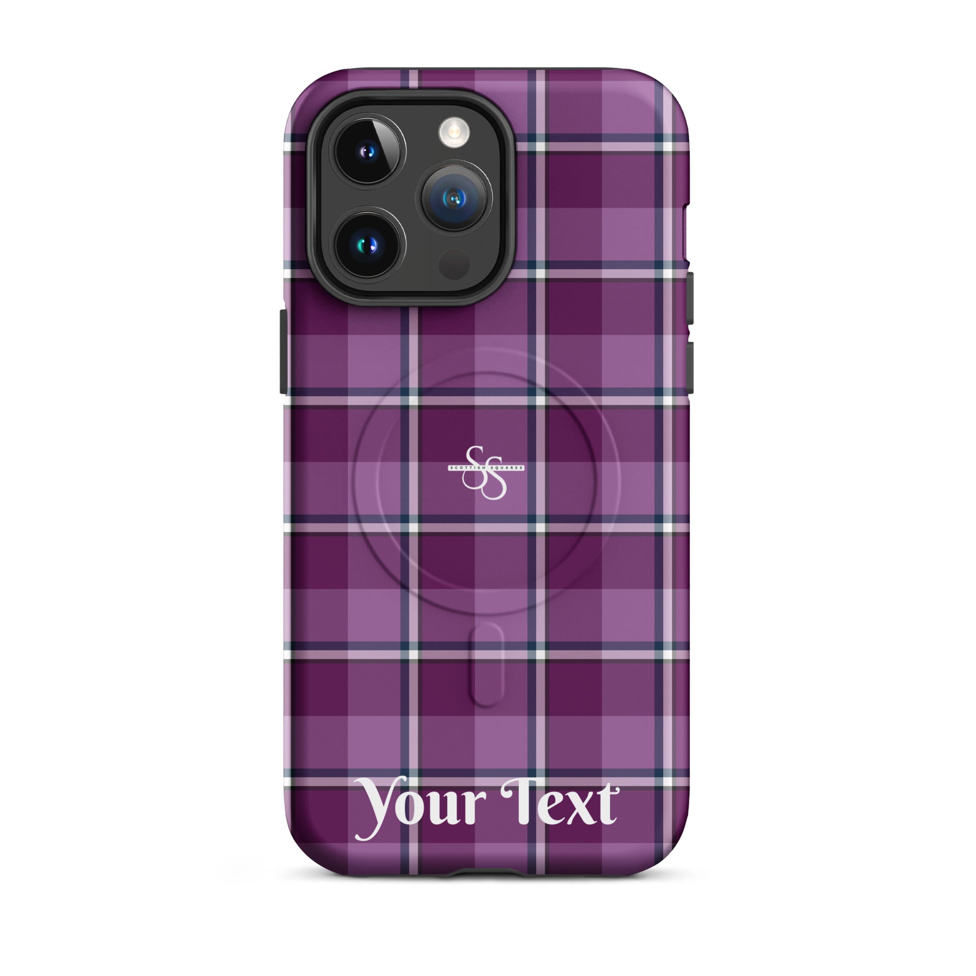 Personalized Purple and Trendy Pink Plaid iPhone MagSafe Tough Case - Scottish Squares