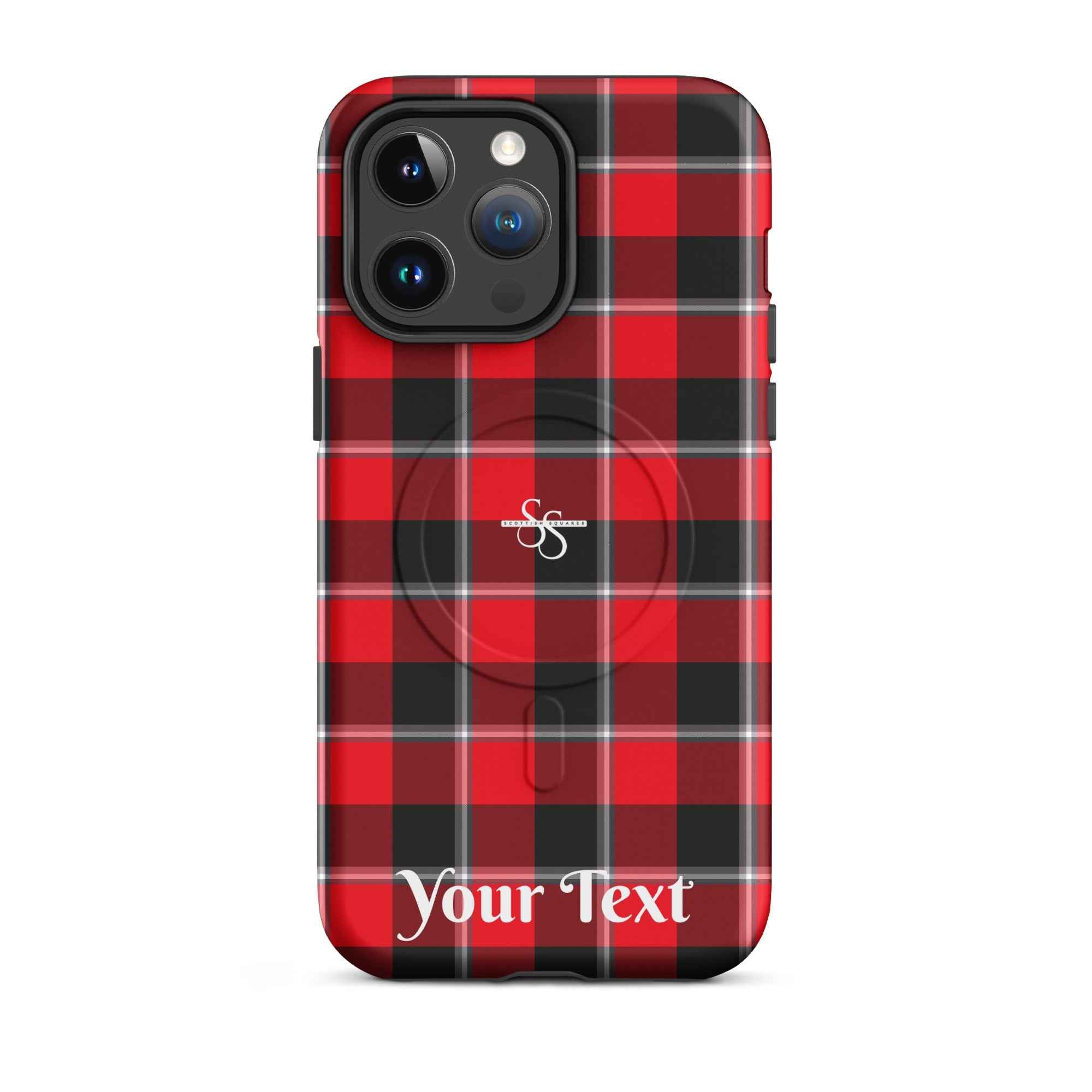 Personalized Red Ribbon and Heavy Metal Plaid iPhone MagSafe Phone Case - Scottish Squares